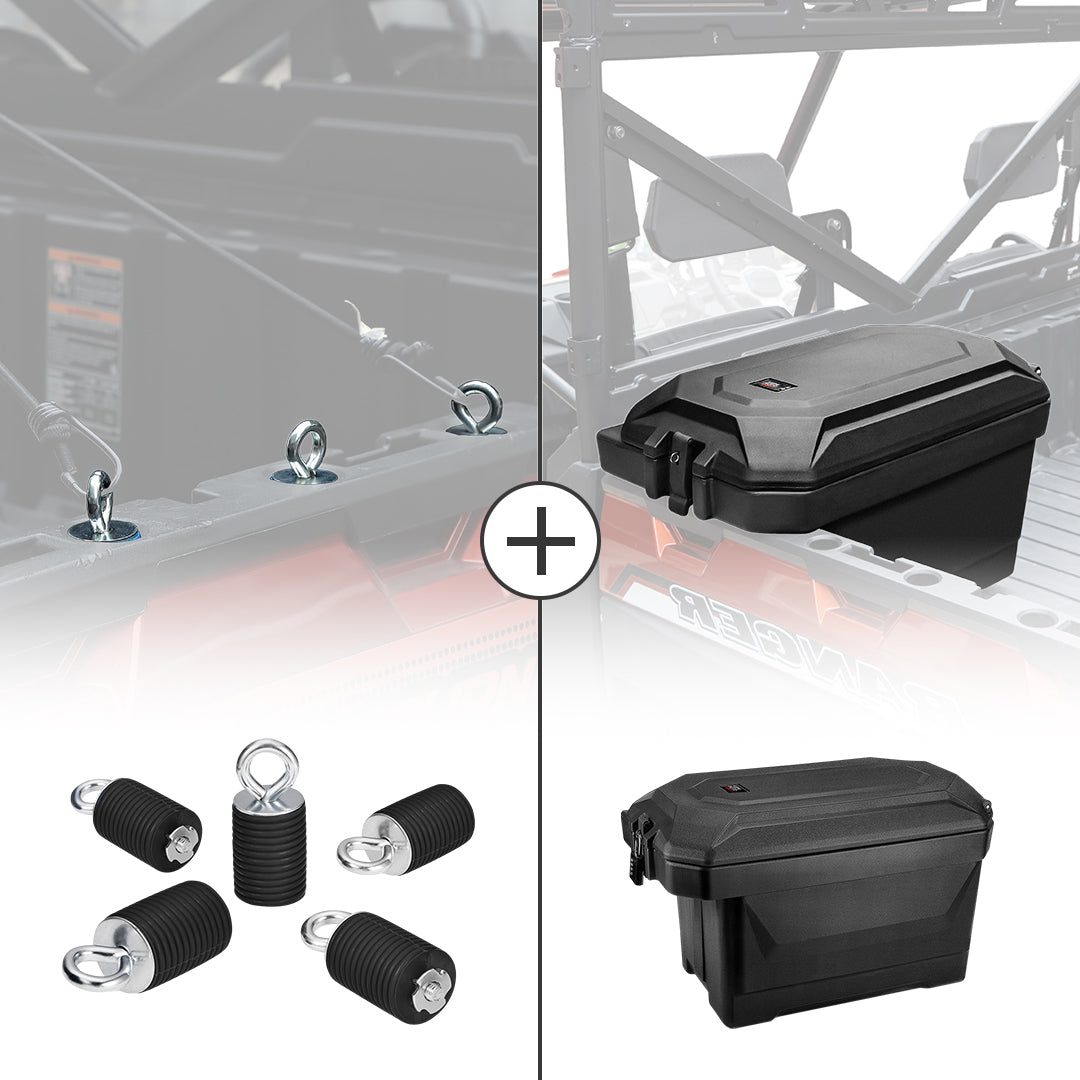 KEMIMOTO Tie Down Anchors & Cargo Box for Polaris Ranger