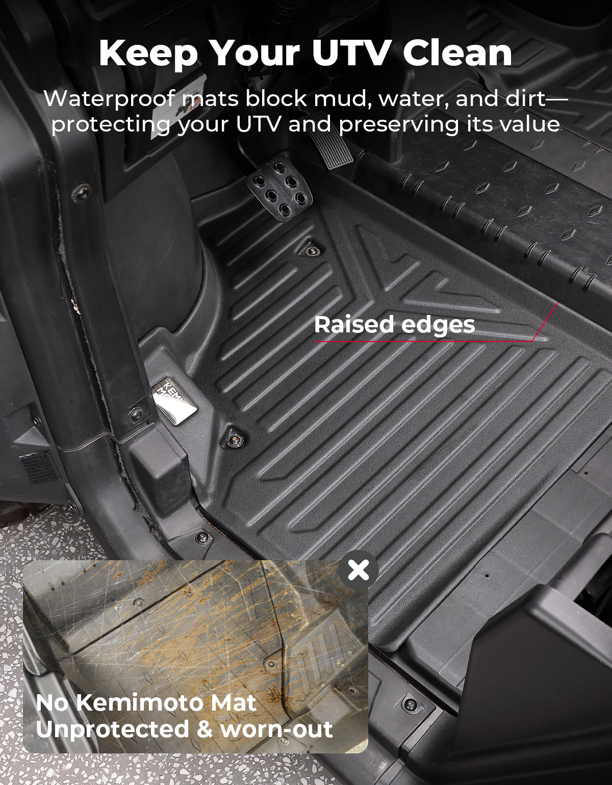 Kemimoto 4PCS TPE Floor Mats for Can‑Am Defender Max