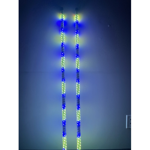 3' LED Whip Twisted Silver Pair