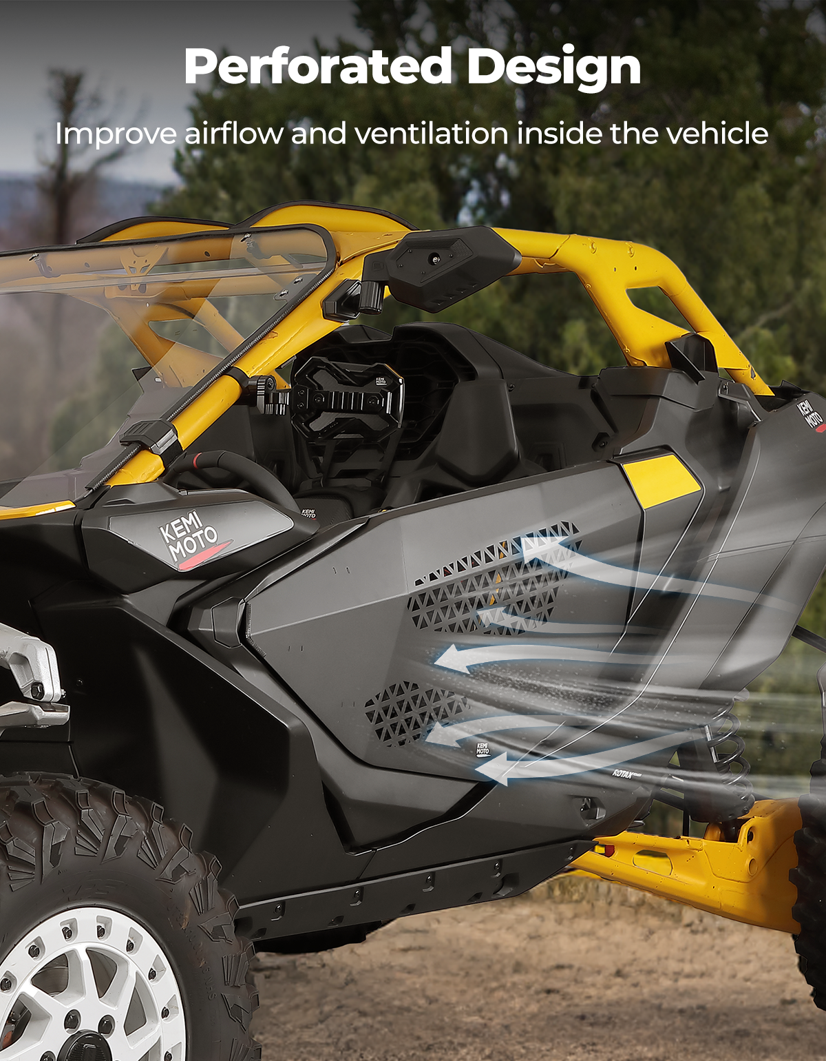 Kemimoto Aluminum Half Door Black for Can‑Am Maverick R 2024‑2025