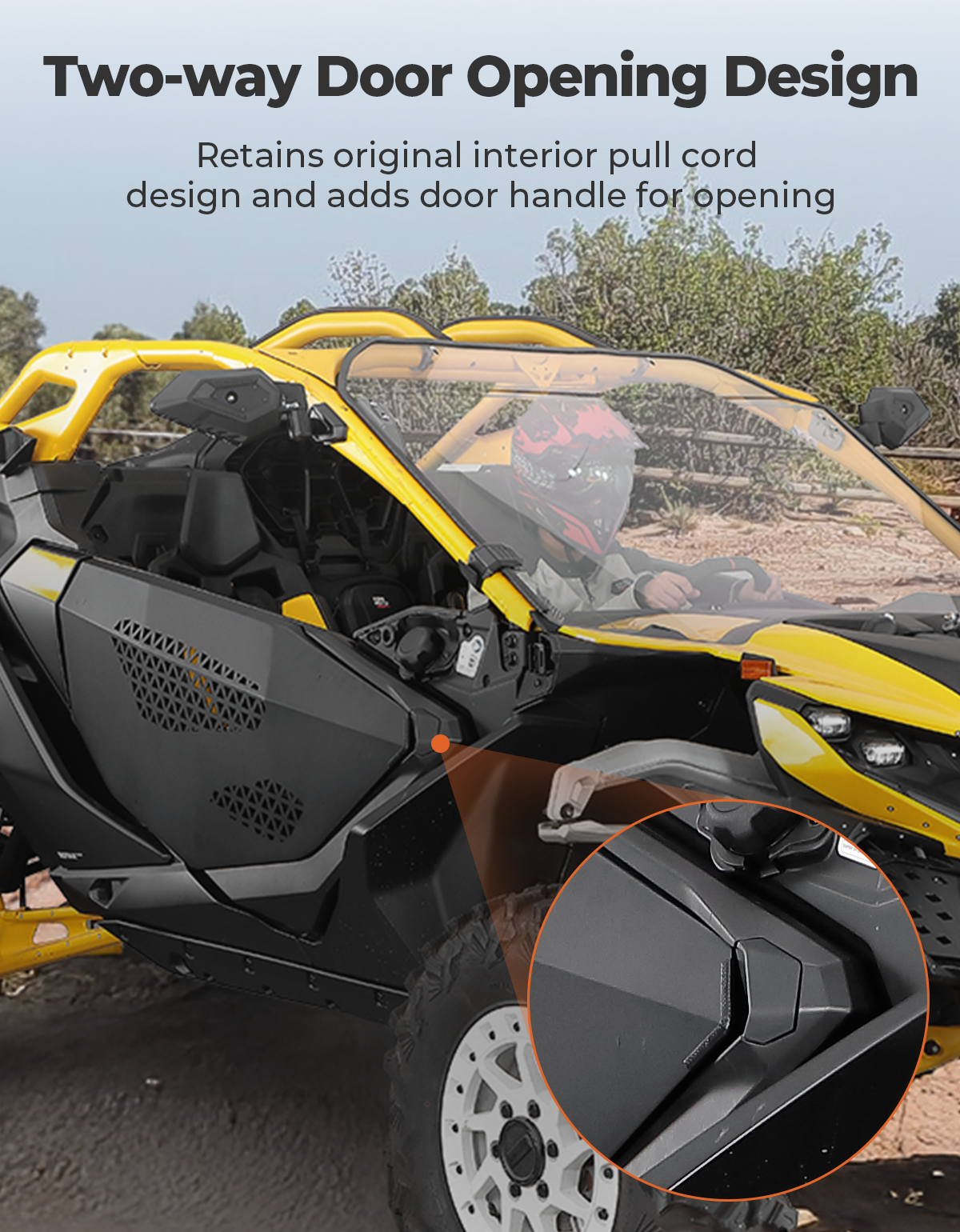 Kemimoto Aluminum Half Door Black for Can‑Am Maverick R 2024‑2025