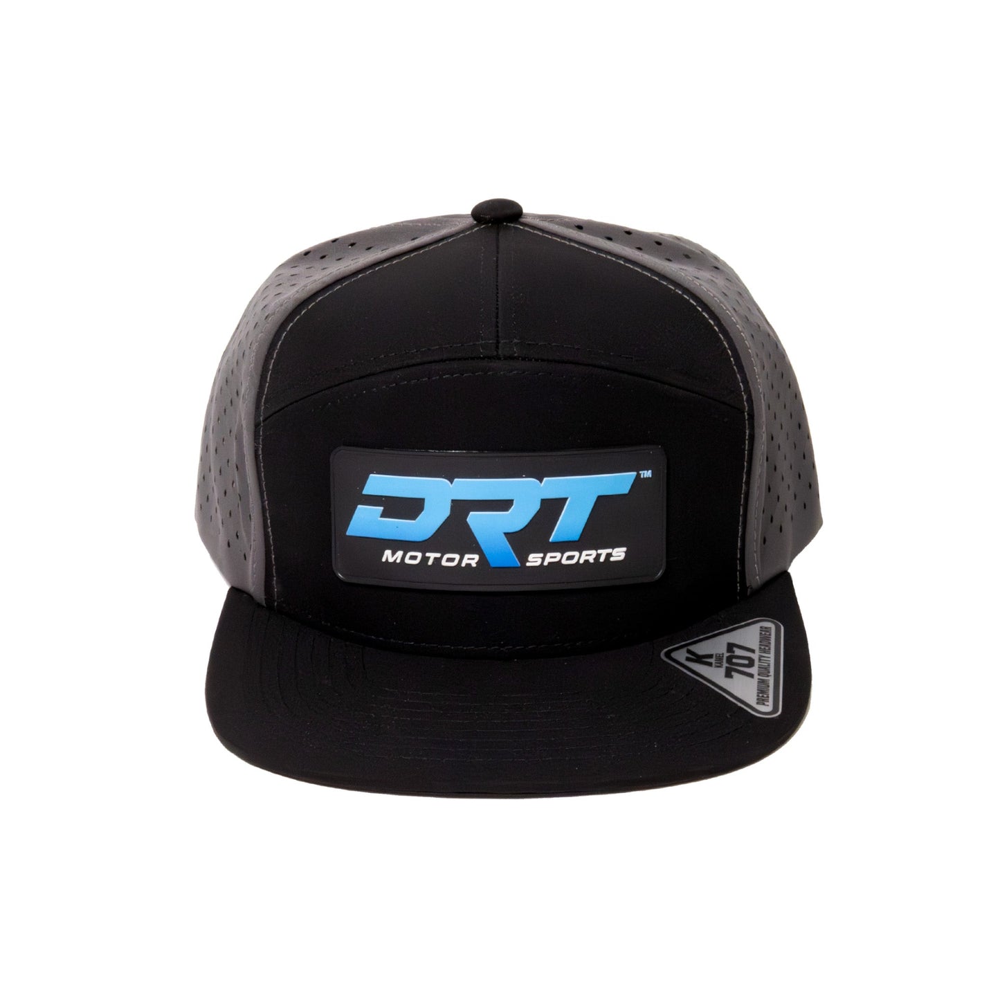 DRT Motorsports Recharged Series Perforated Waterdrop Snap‑Back Hat – Grey/Black