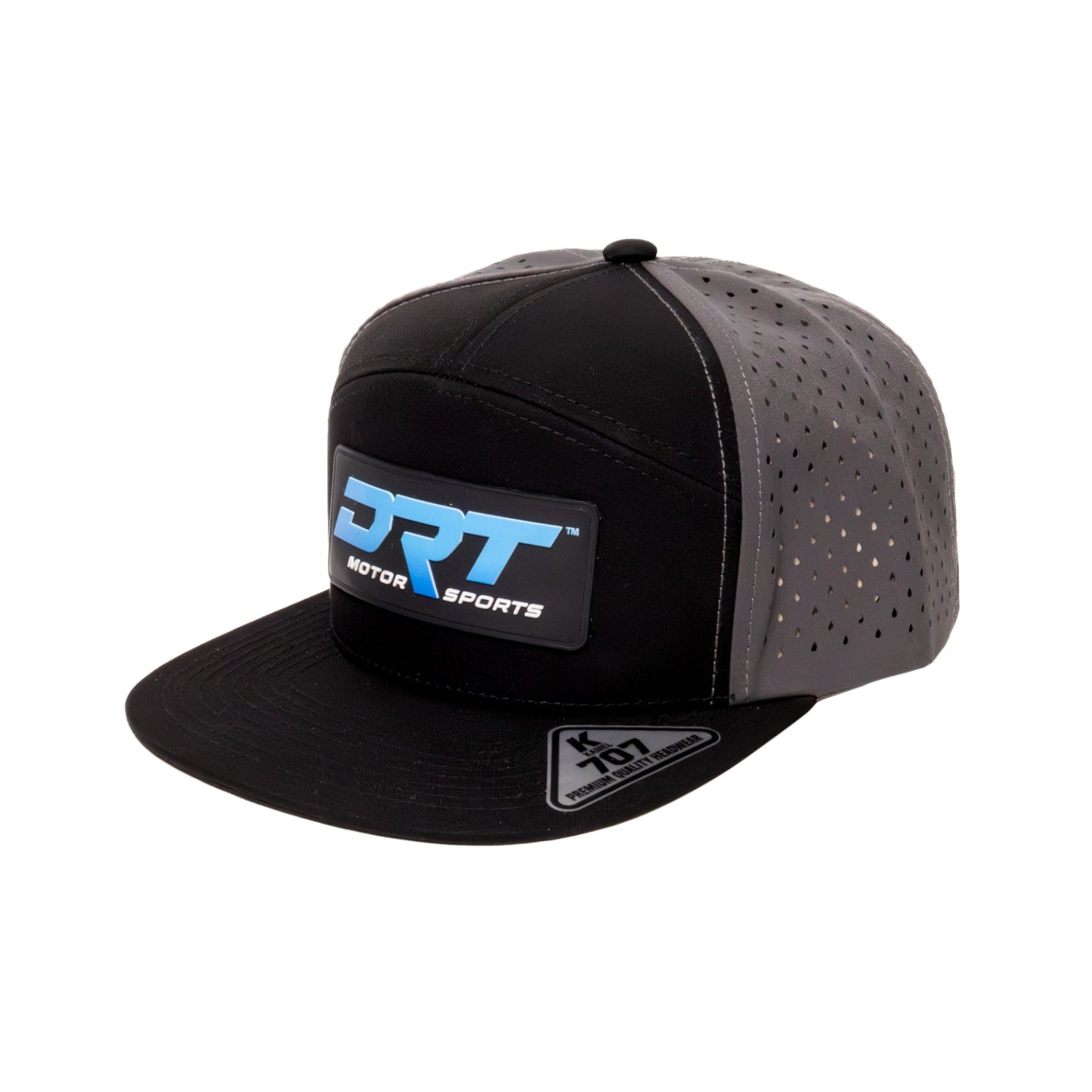 DRT Motorsports Recharged Series Perforated Waterdrop Snap‑Back Hat – Grey/Black