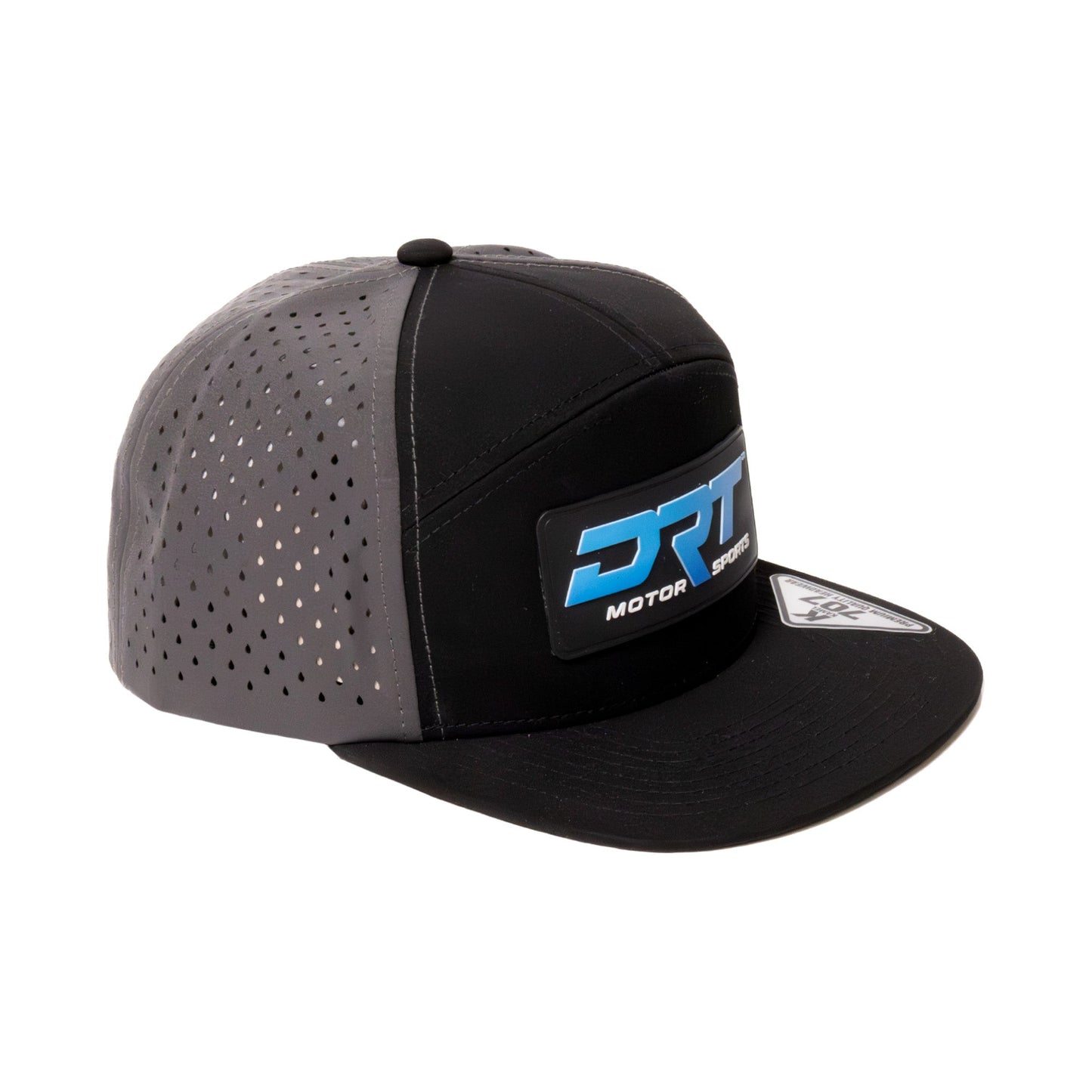 DRT Motorsports Recharged Series Perforated Waterdrop Snap‑Back Hat – Grey/Black