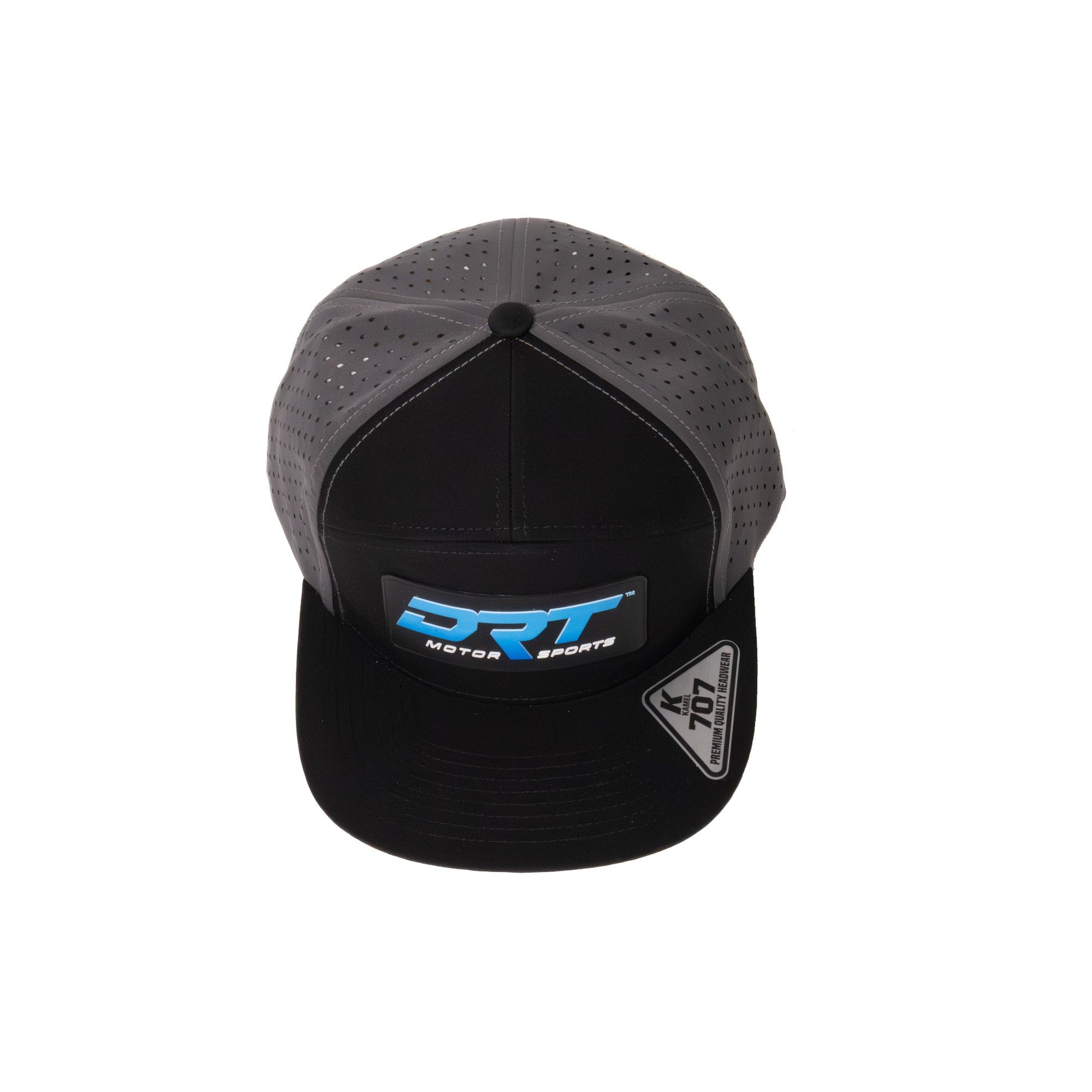 DRT Motorsports Recharged Series Perforated Waterdrop Snap‑Back Hat – Grey/Black