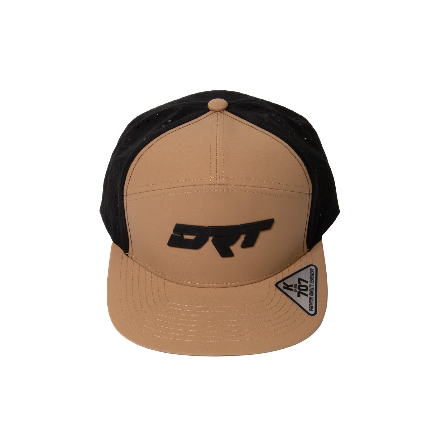 DRT Motorsports Recharged 7-Panel Water-Drop Snap-Back Hat – Desert Sand/Black