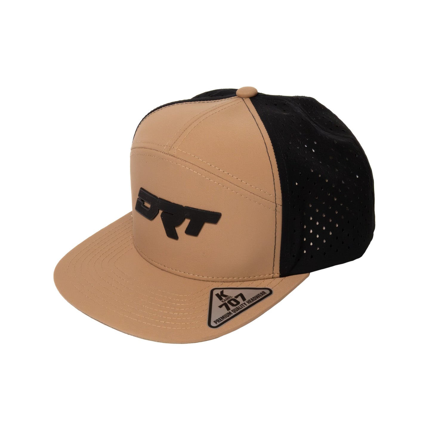DRT Motorsports Recharged 7-Panel Water-Drop Snap-Back Hat – Desert Sand/Black