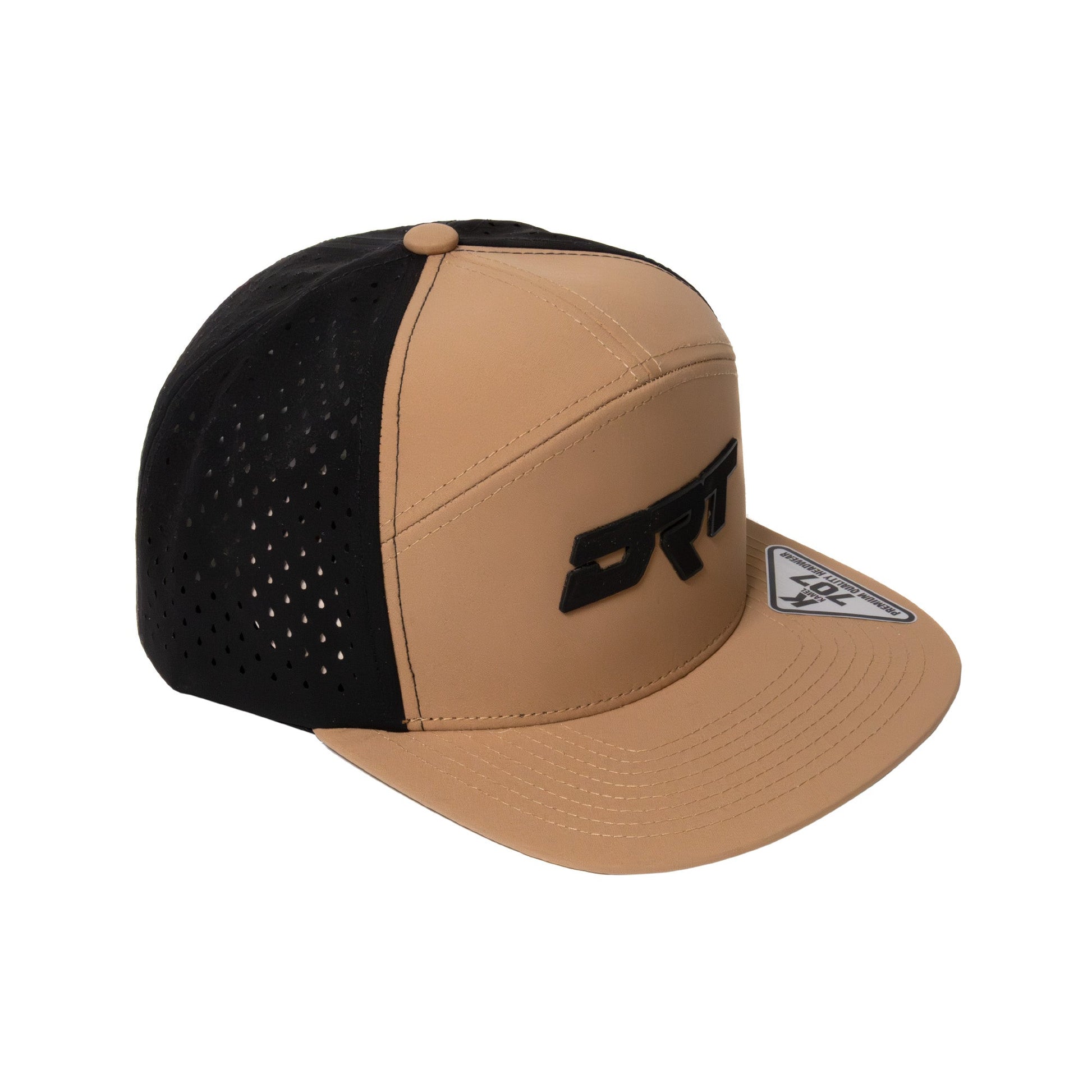 DRT Motorsports Recharged 7-Panel Water-Drop Snap-Back Hat – Desert Sand/Black