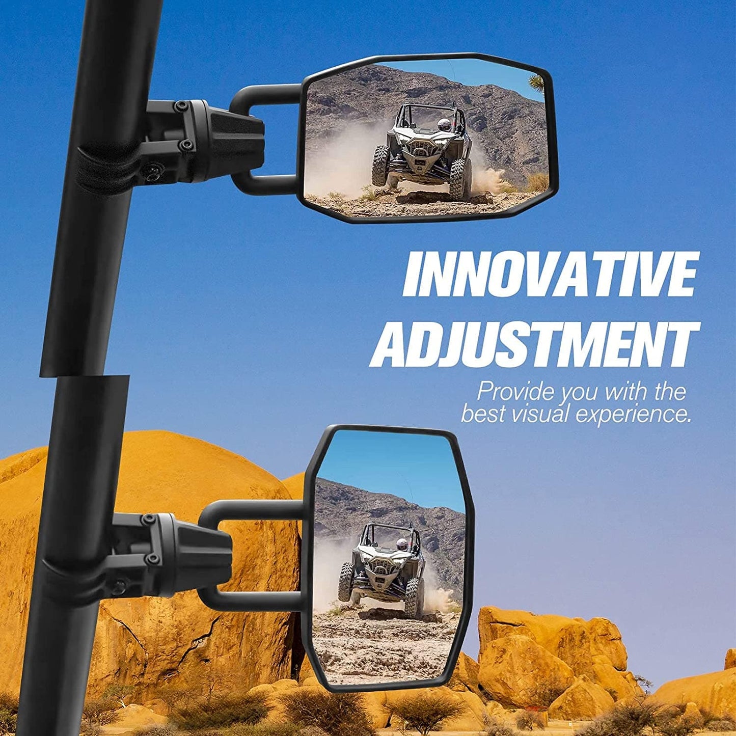 Kemimoto 2-Way Adjustable Side View Mirrors for 1.75‑2.0" Roll Bar