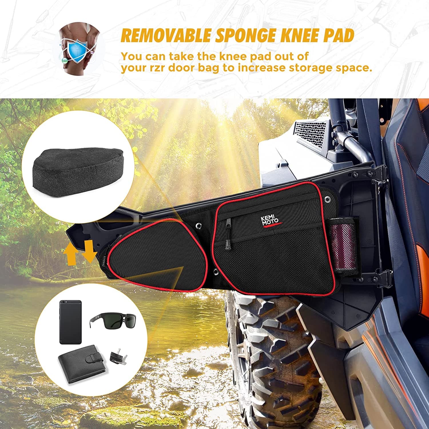 Door Bags & Center Storage Bag for Polaris RZR XP 1000/4 /XP Turbo