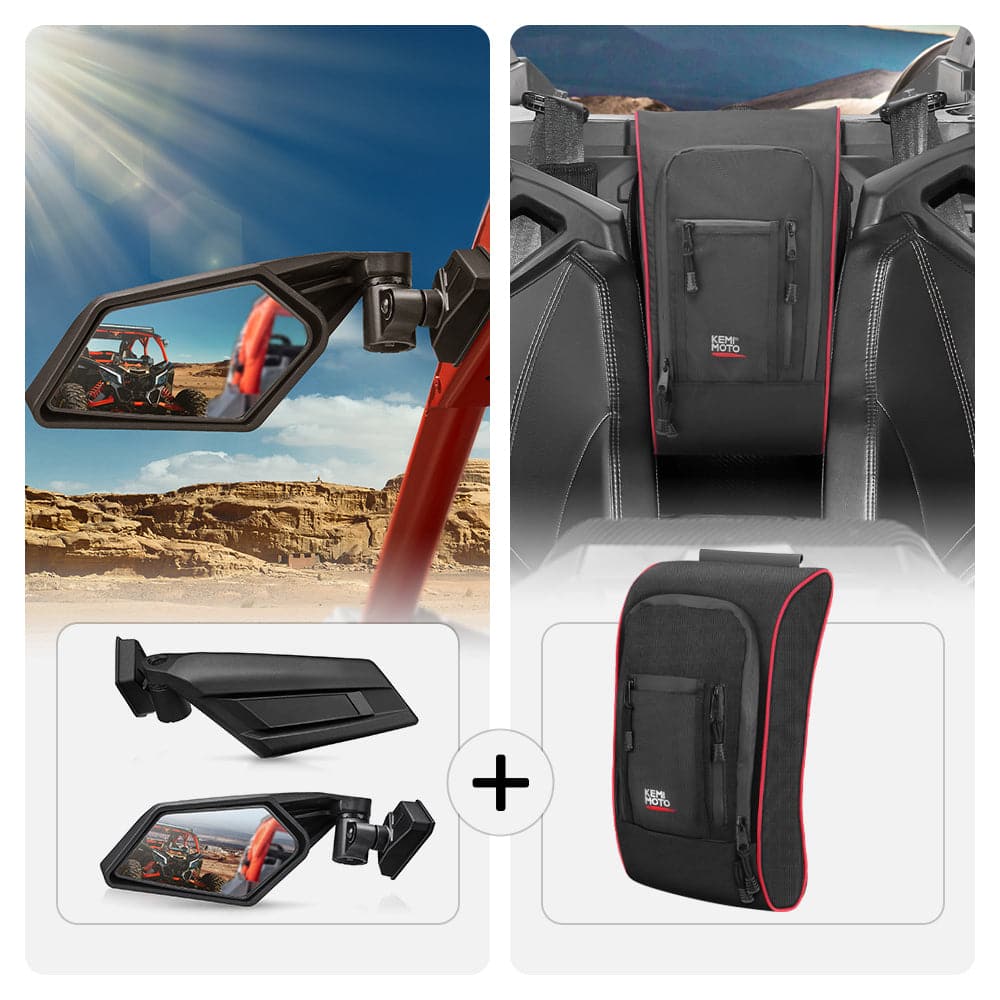 KEMIMOTO Side View Mirror & Console Storage Bag for Can‑Am Maverick X3