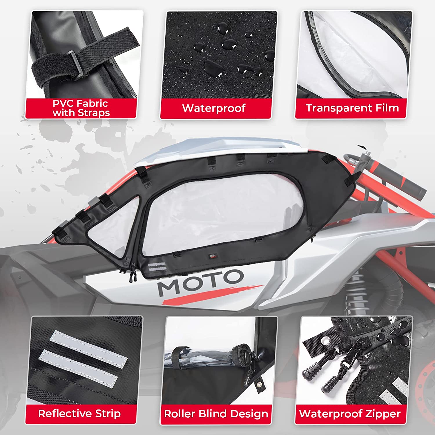 Kemimoto Maverick X3/MAX Full Windshield Set Front Rear Soft Door
