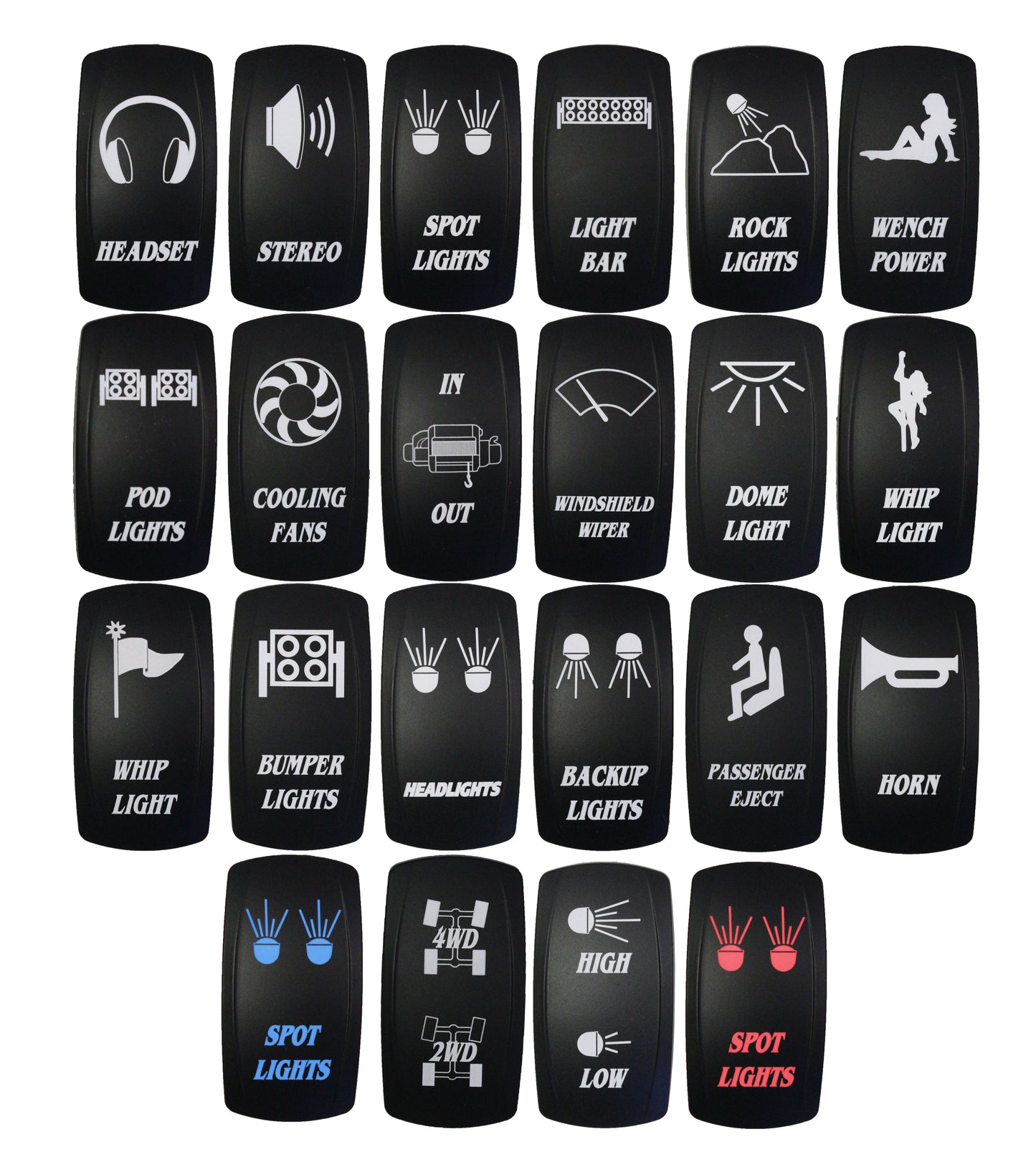 Laser Engraved Rocker Switch – ON OFF Single Pole