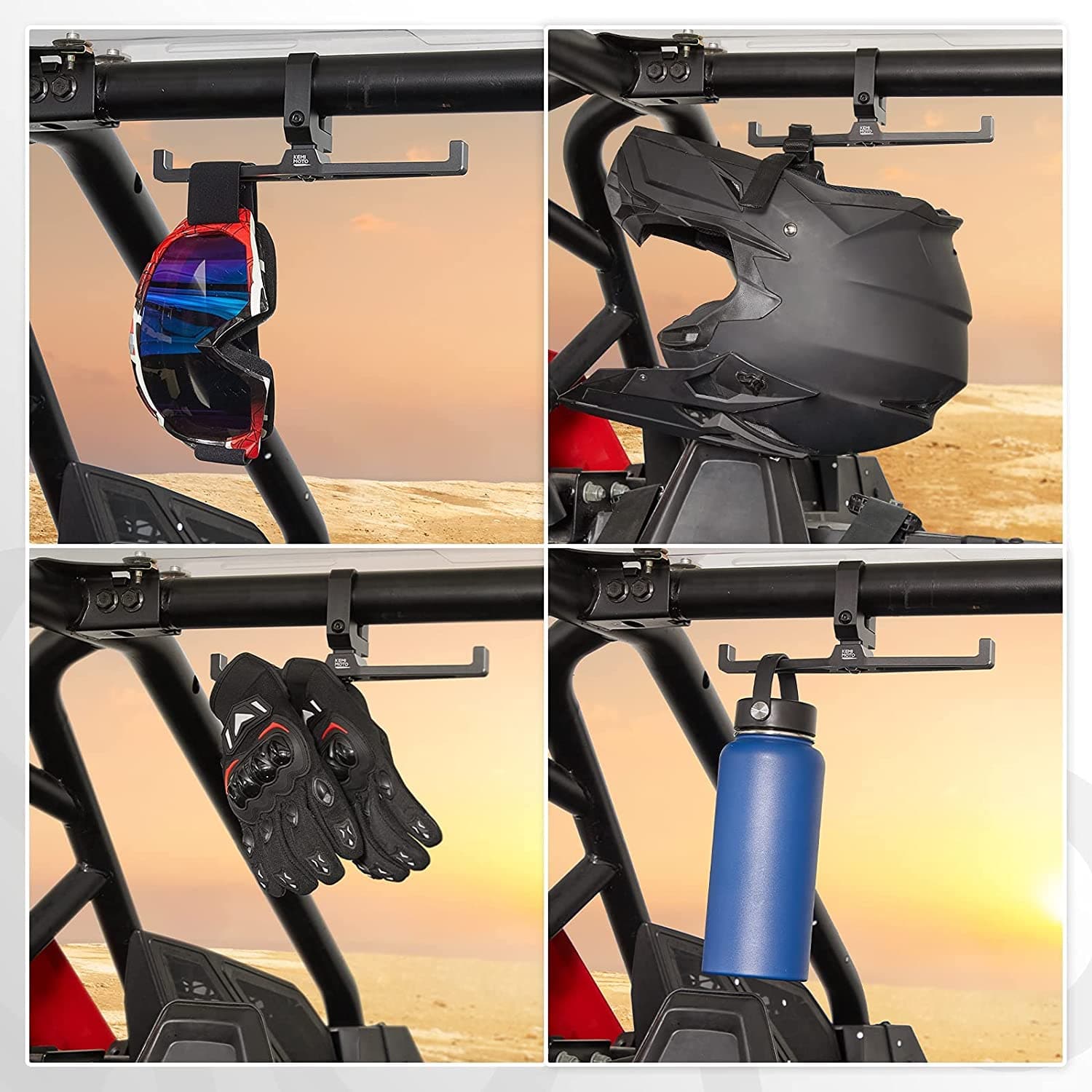 Kemimoto UTV Headset Hanger Helmet For 1.5"-2" Roll Cage