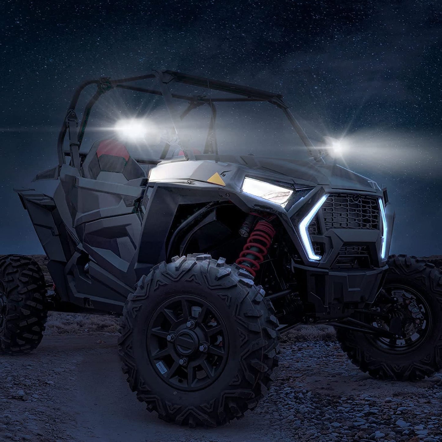 Kemimoto Aluminum Lighted UTV Side Mirrors 12‑LED for Roll Bar