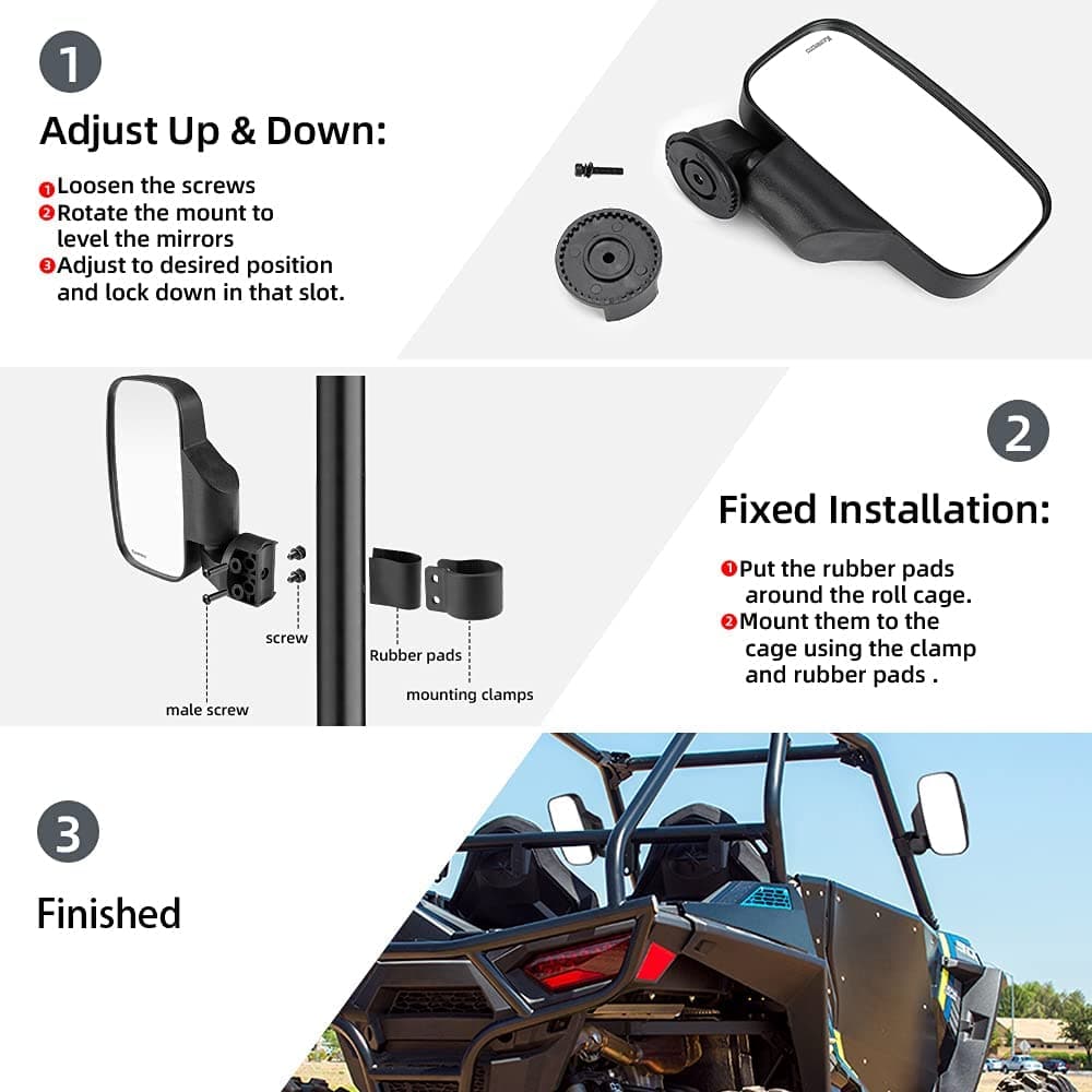Kemimoto Convex Design Side Mirrors Set for Can‑Am Commander
