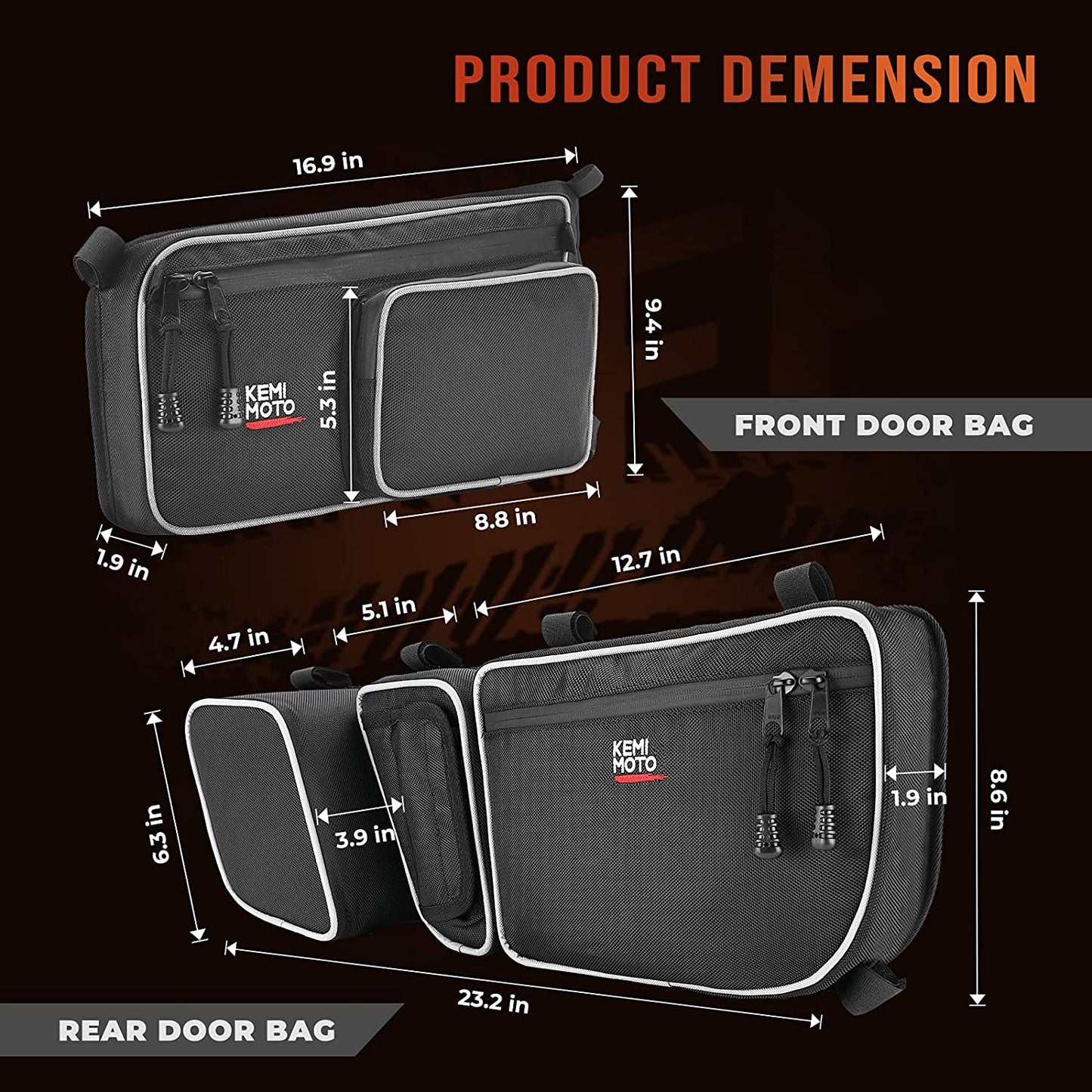 Kemimoto Rear Storage & Door Bags for Can‑Am Maverick X3 Max