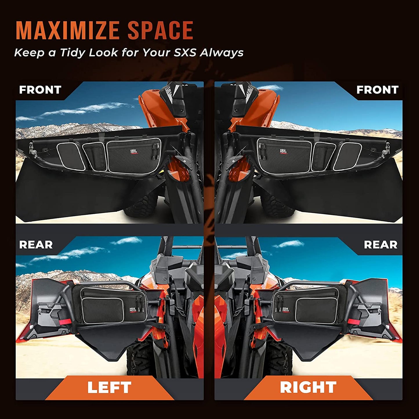 Kemimoto Rear Storage & Door Bags for Can‑Am Maverick X3 Max
