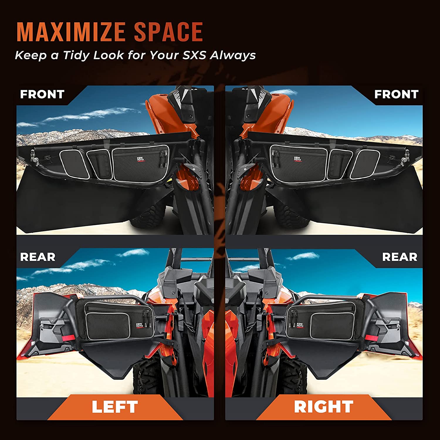 Kemimoto Rear Storage & Door Bags for Can‑Am Maverick X3 Max