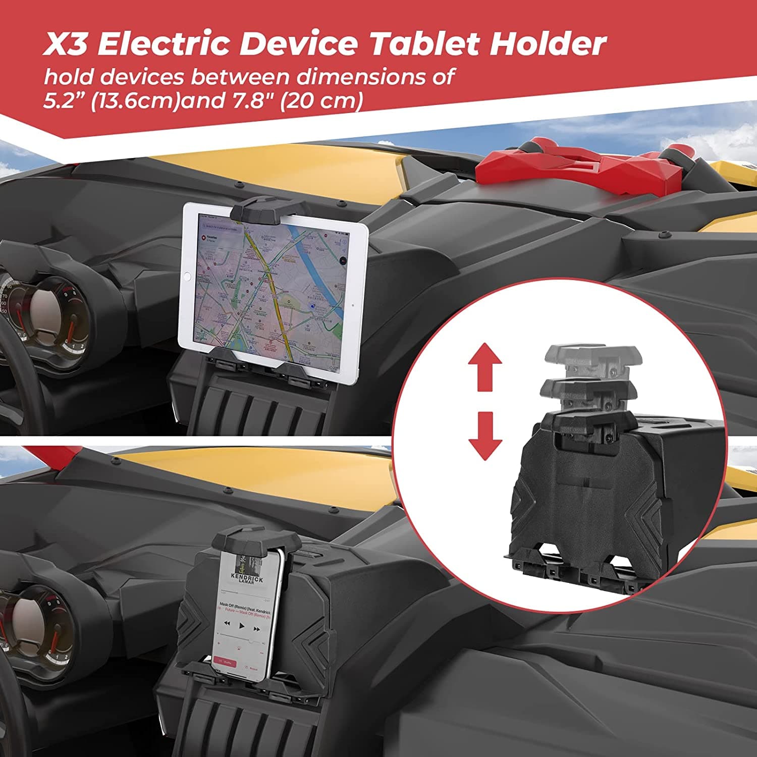 Kemimoto Tablet Holder With Storage Box For Can‑Am X3/Max