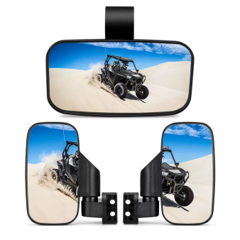 Kemimoto Side View Mirrors Shatterproof Convex Glass 1.5‑2" Roll Cage
