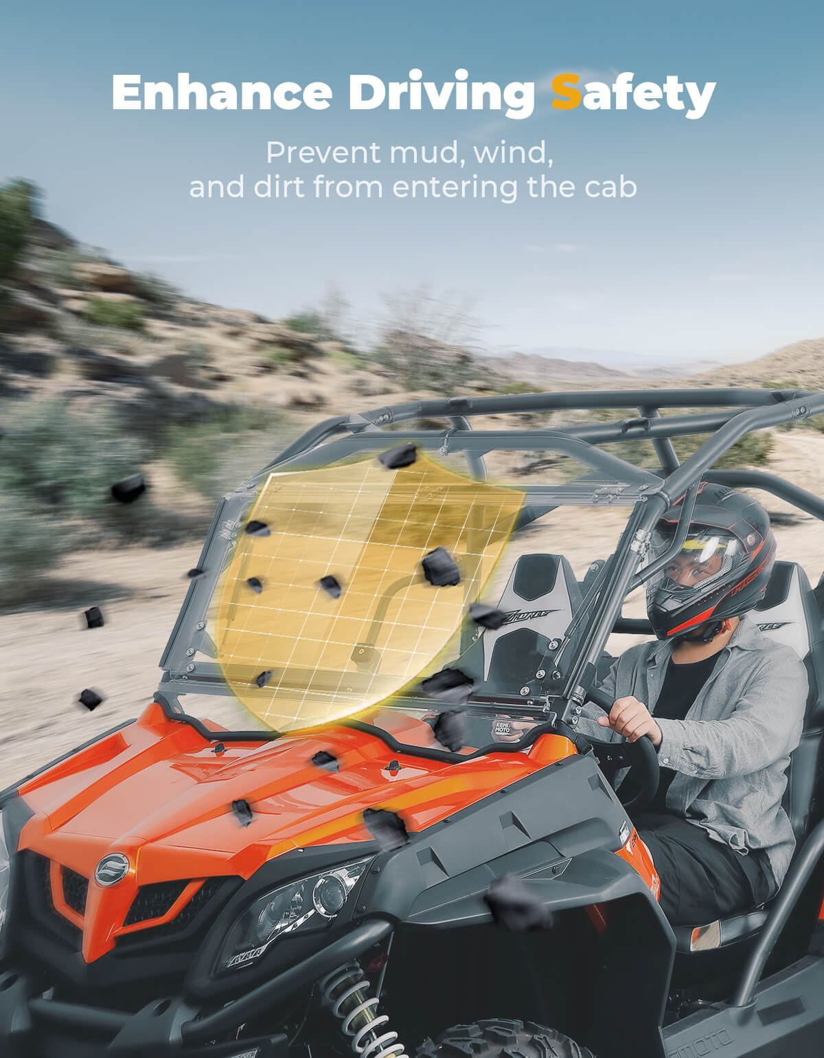 Kemimoto Flip Windshield for CFMOTO ZFORCE 500/800/1000 UTV