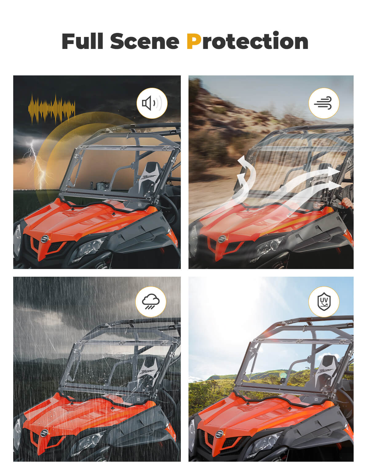 Kemimoto Flip Windshield for CFMOTO ZFORCE 500/800/1000 UTV
