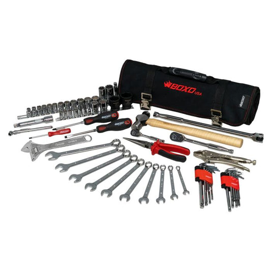 Boxo Tools 66-Piece UTV Tool Roll with Chrome Adjustable Wrench