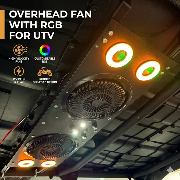 Kemimoto Dual Roof Fan with RGB for UTV 57‑42″ Roof