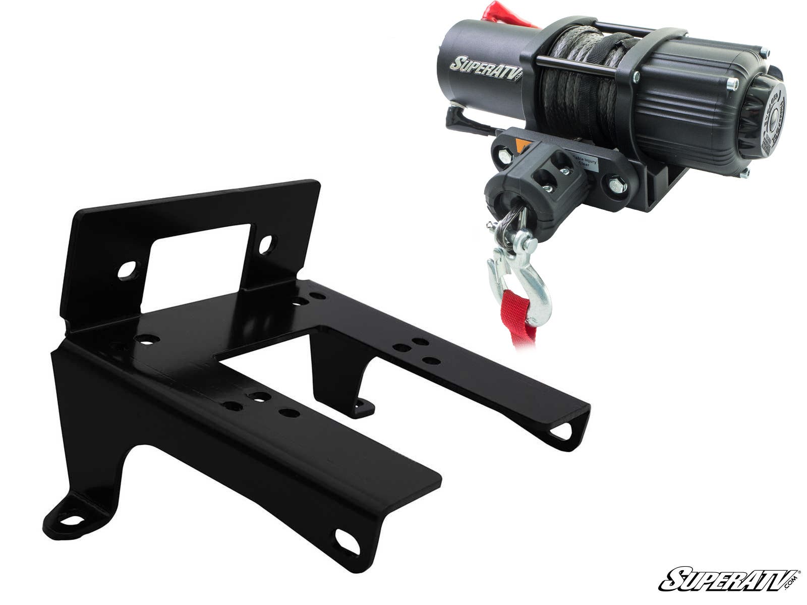 SuperATV Winch Mounting Plate Powder‑Coated Steel for Can‑Am Commander