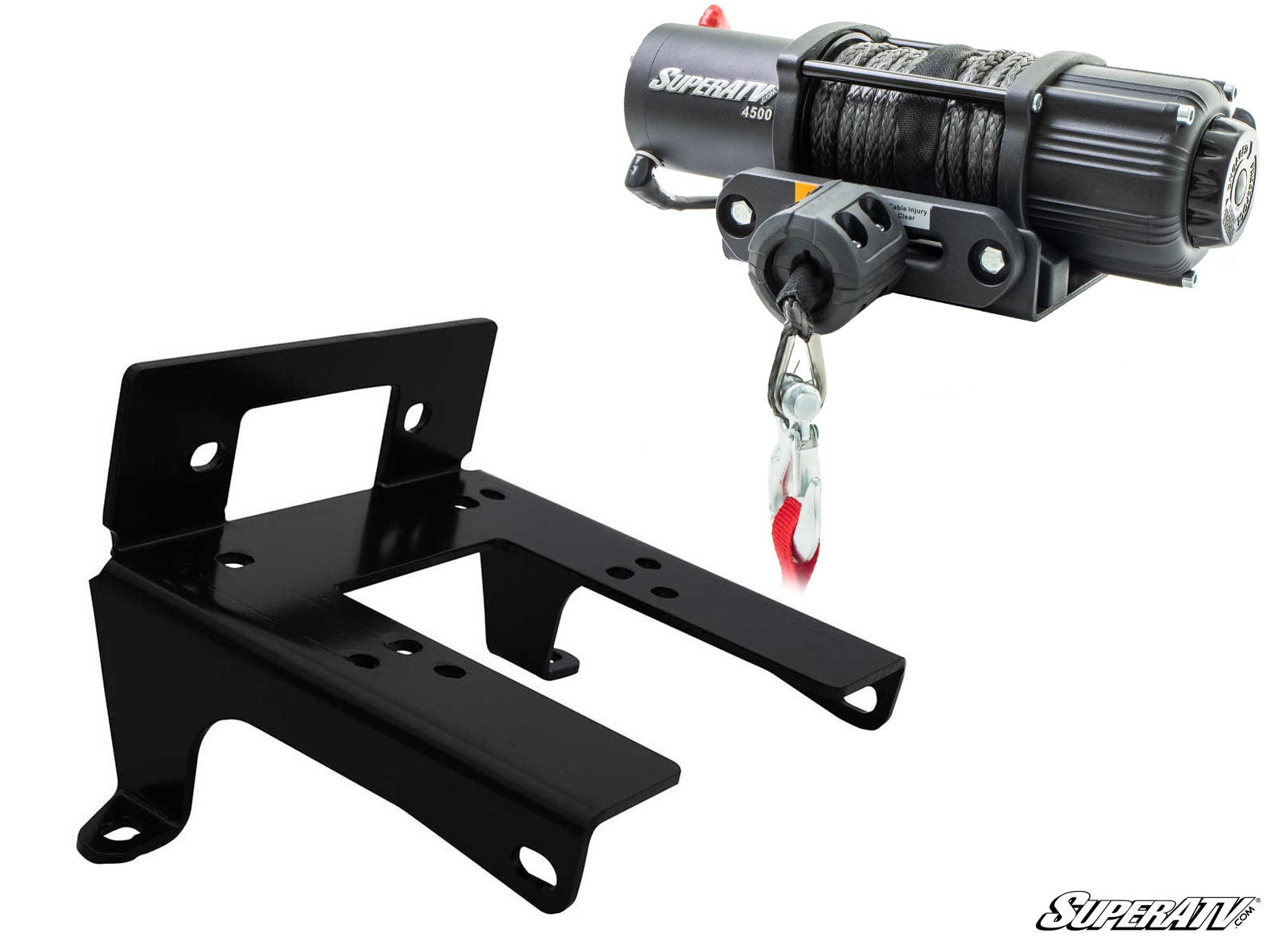 SuperATV Winch Mounting Plate Powder‑Coated Steel for Can‑Am Commander
