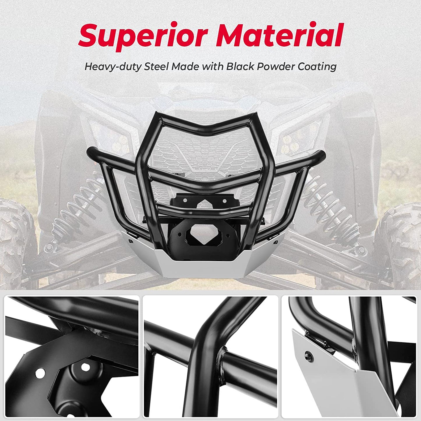 KEMIMOTO Front Bumper and Lower Door Inserts Heavy-Duty Steel Black
