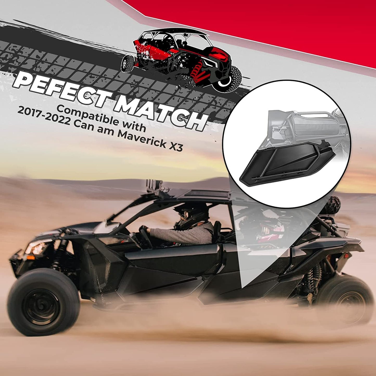 Kemimoto Soft Enclosure Door Inserts for Can‑Am Maverick X3 Max
