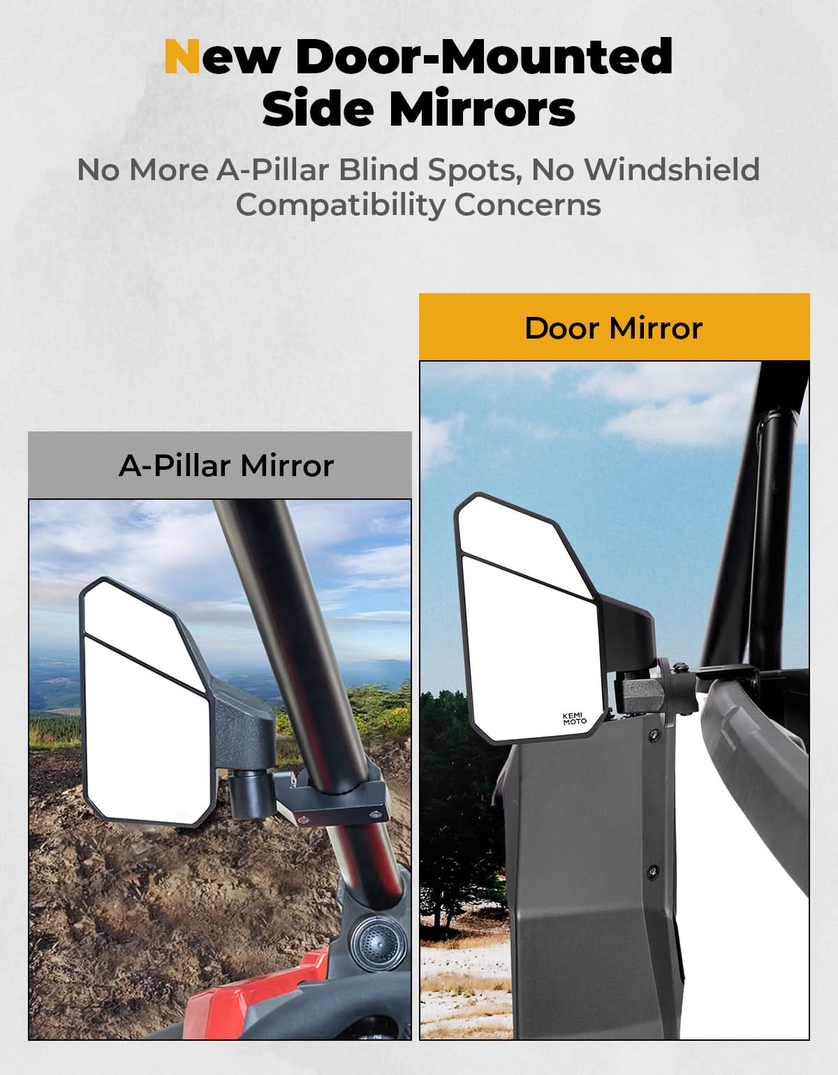 Kemimoto 2-Segment Convex Door Mirrors Polaris RZR XP 1000/4 2024-2025