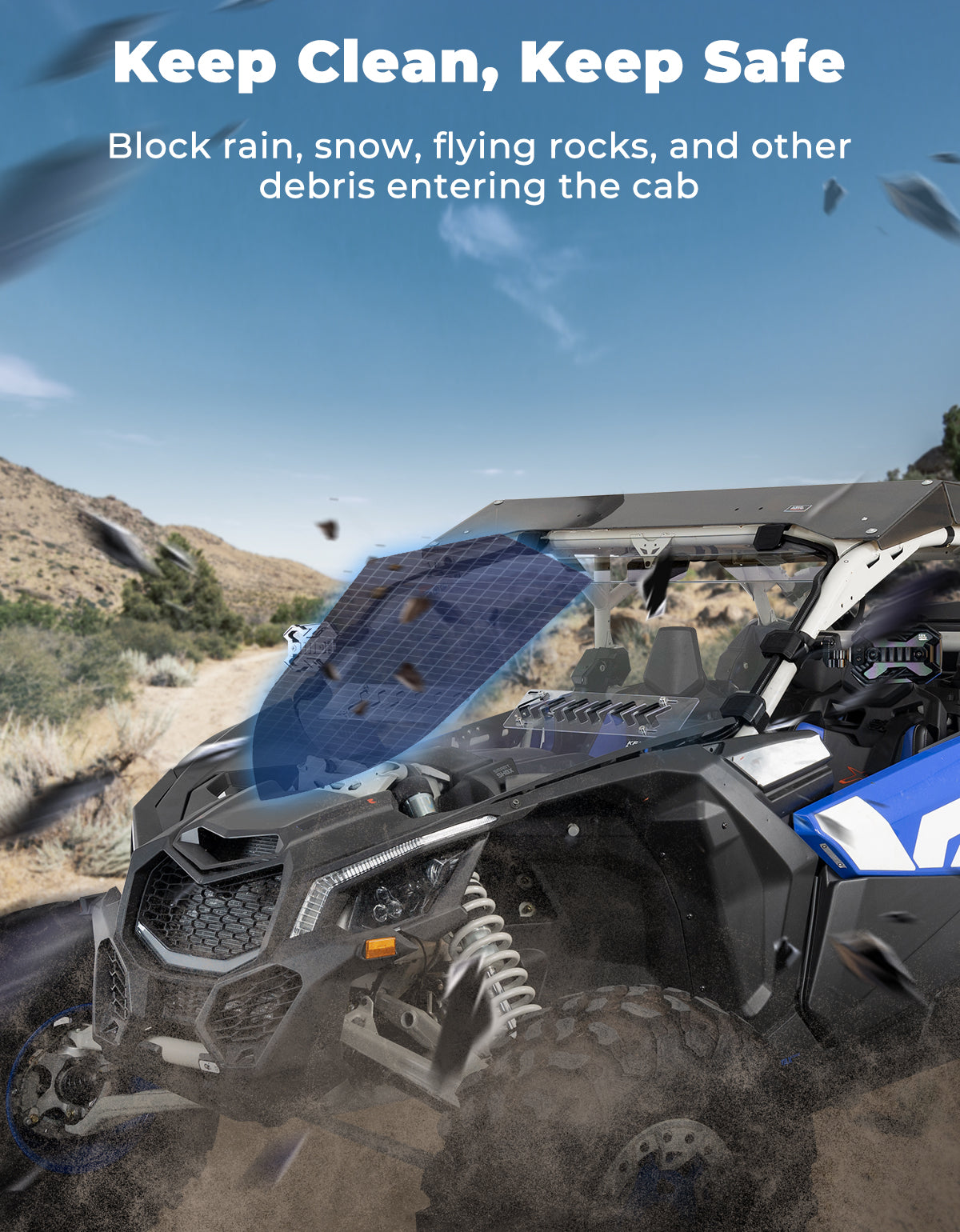 Kemimoto Front Windshield with Sliding Vents for Can‑Am Maverick X3