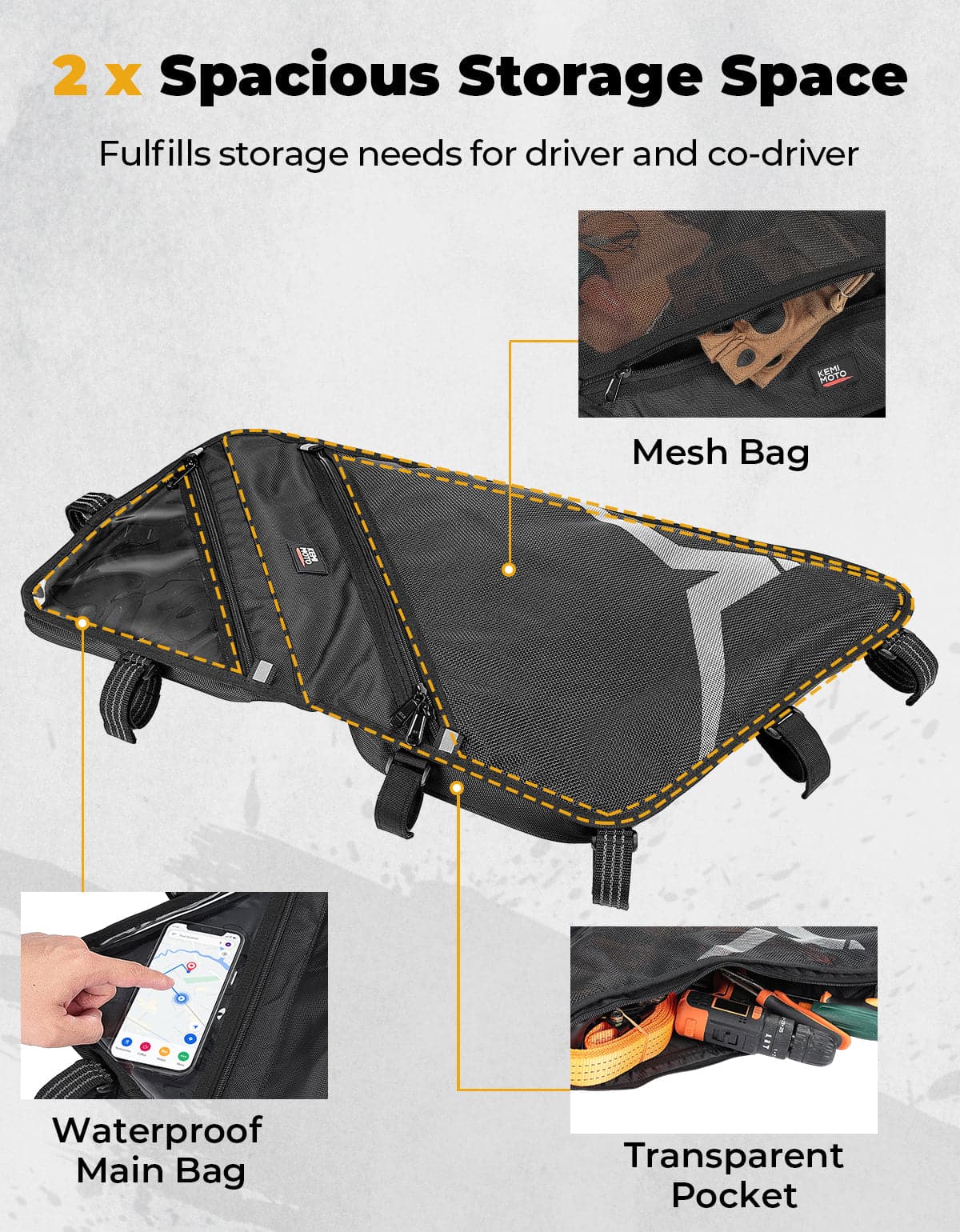 Kemimoto 1680D Waterproof Roof Bag for CFMOTO ZForce 500/800/1000