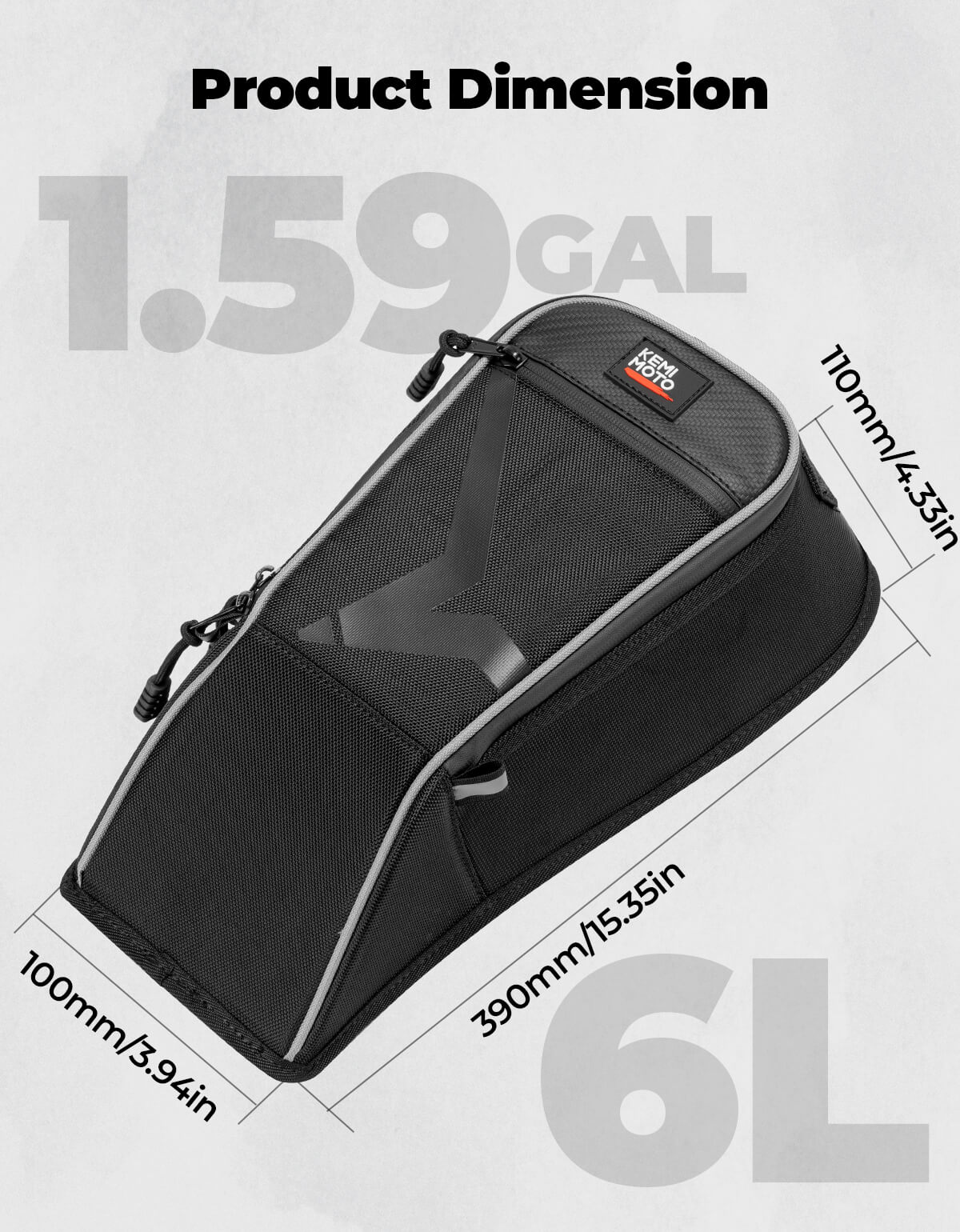 Kemimoto 1.6 Gal Center Bag 1680D for CFMOTO ZForce 950