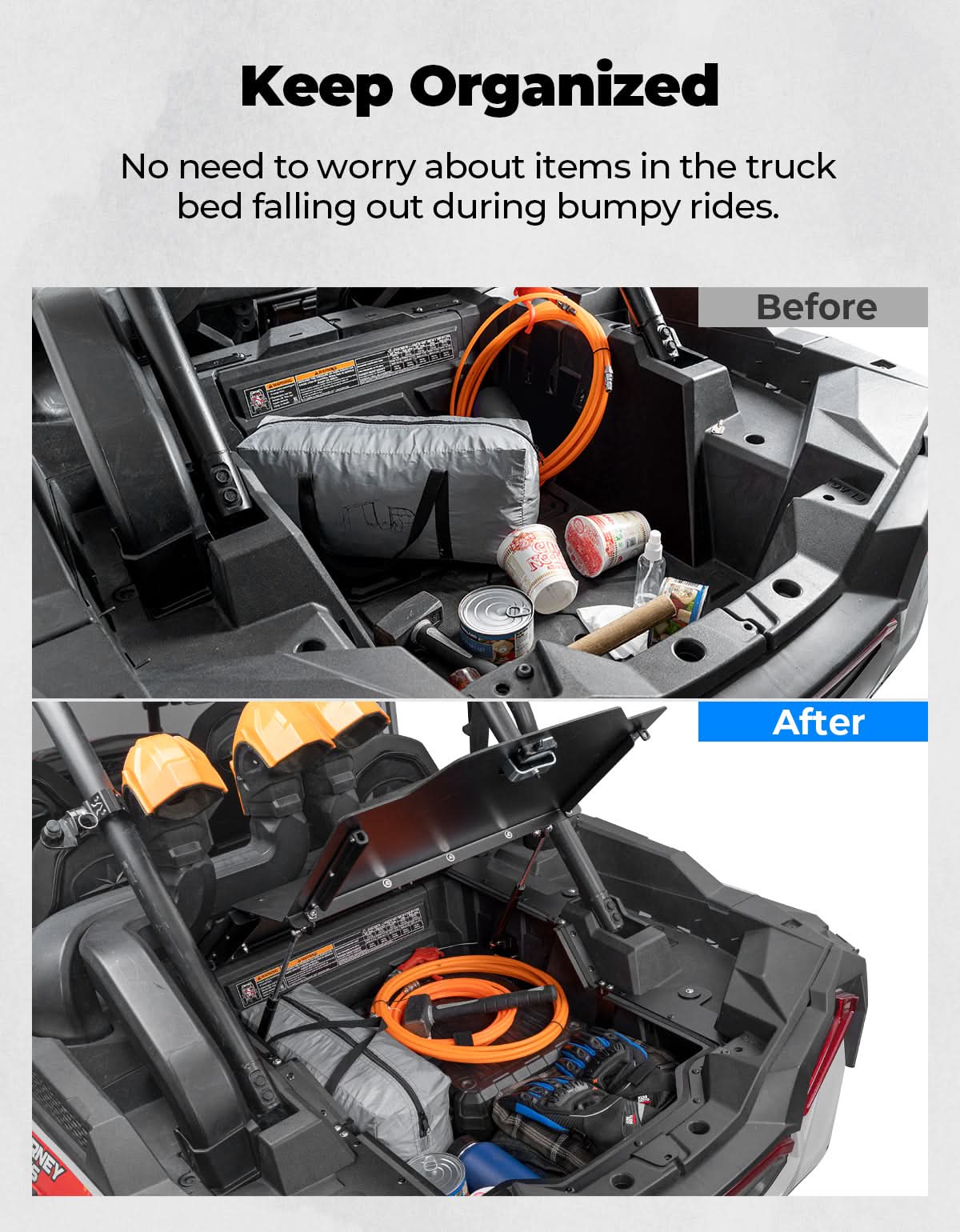 Aluminum UTV Trunk Bed Enclosure for Polaris RZR XP 1000 2014-2023