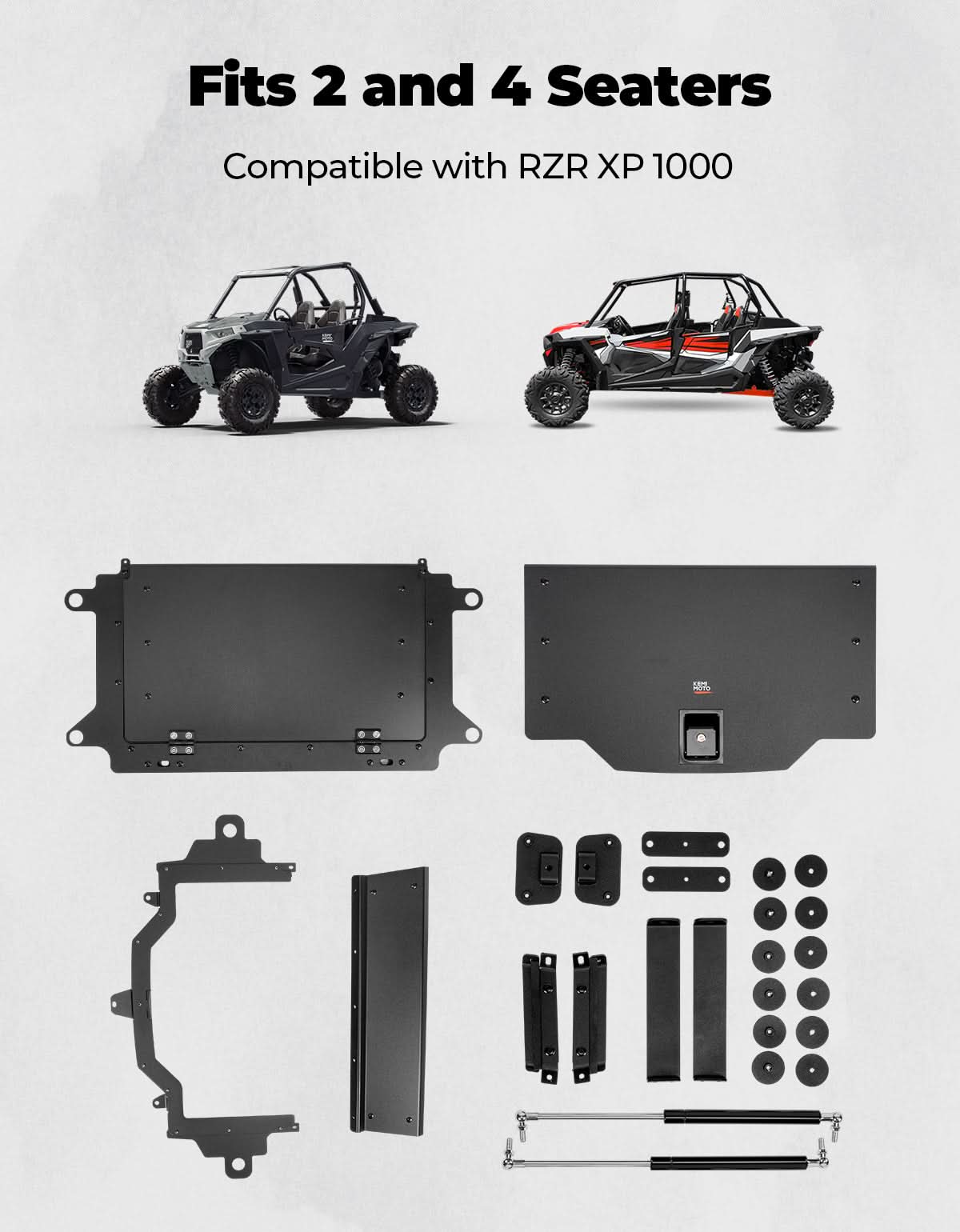 Aluminum UTV Trunk Bed Enclosure for Polaris RZR XP 1000 2014-2023