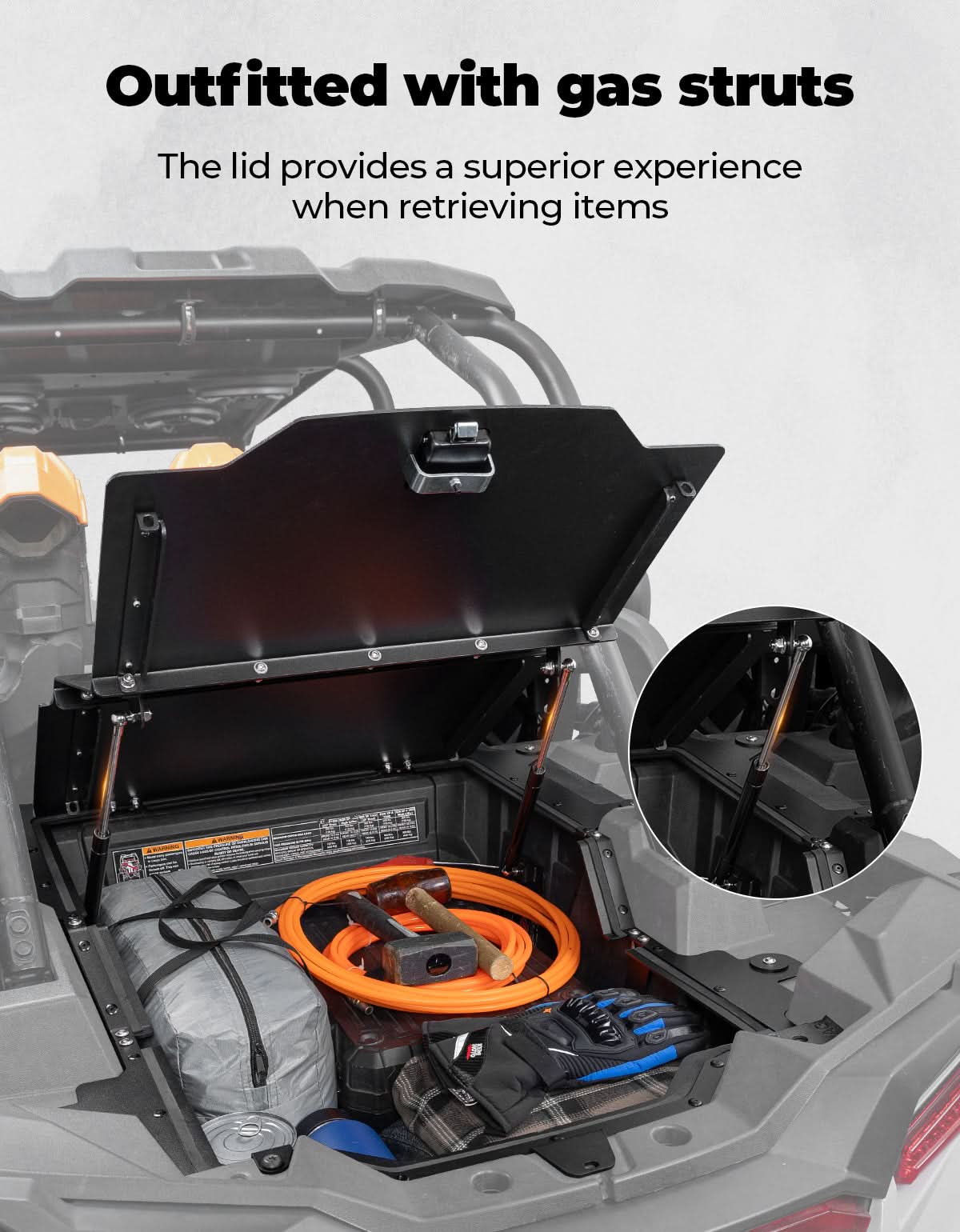 Aluminum UTV Trunk Bed Enclosure for Polaris RZR XP 1000 2014-2023