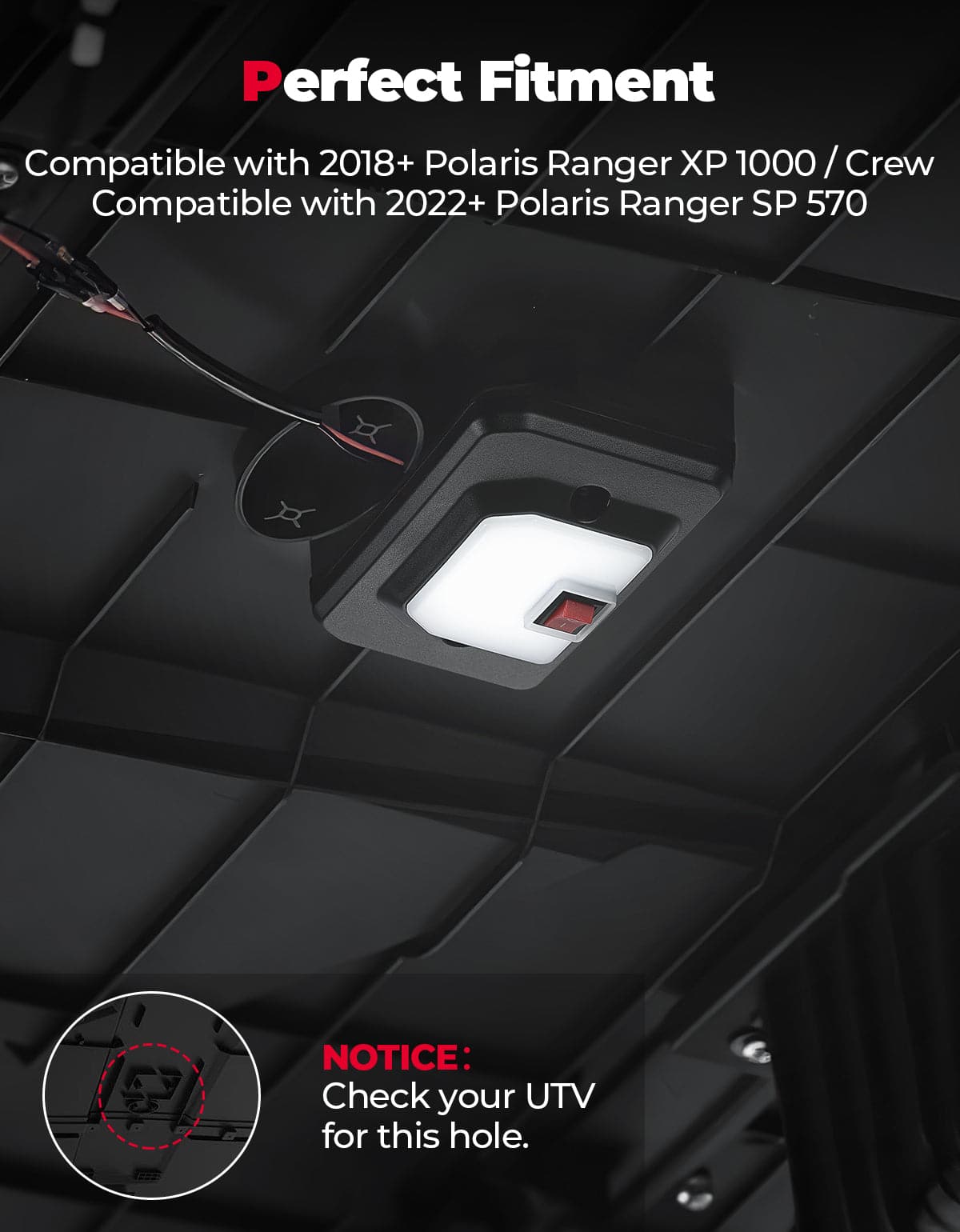 UTV Dome Light for Polaris Ranger XP 1000 2018-2026
