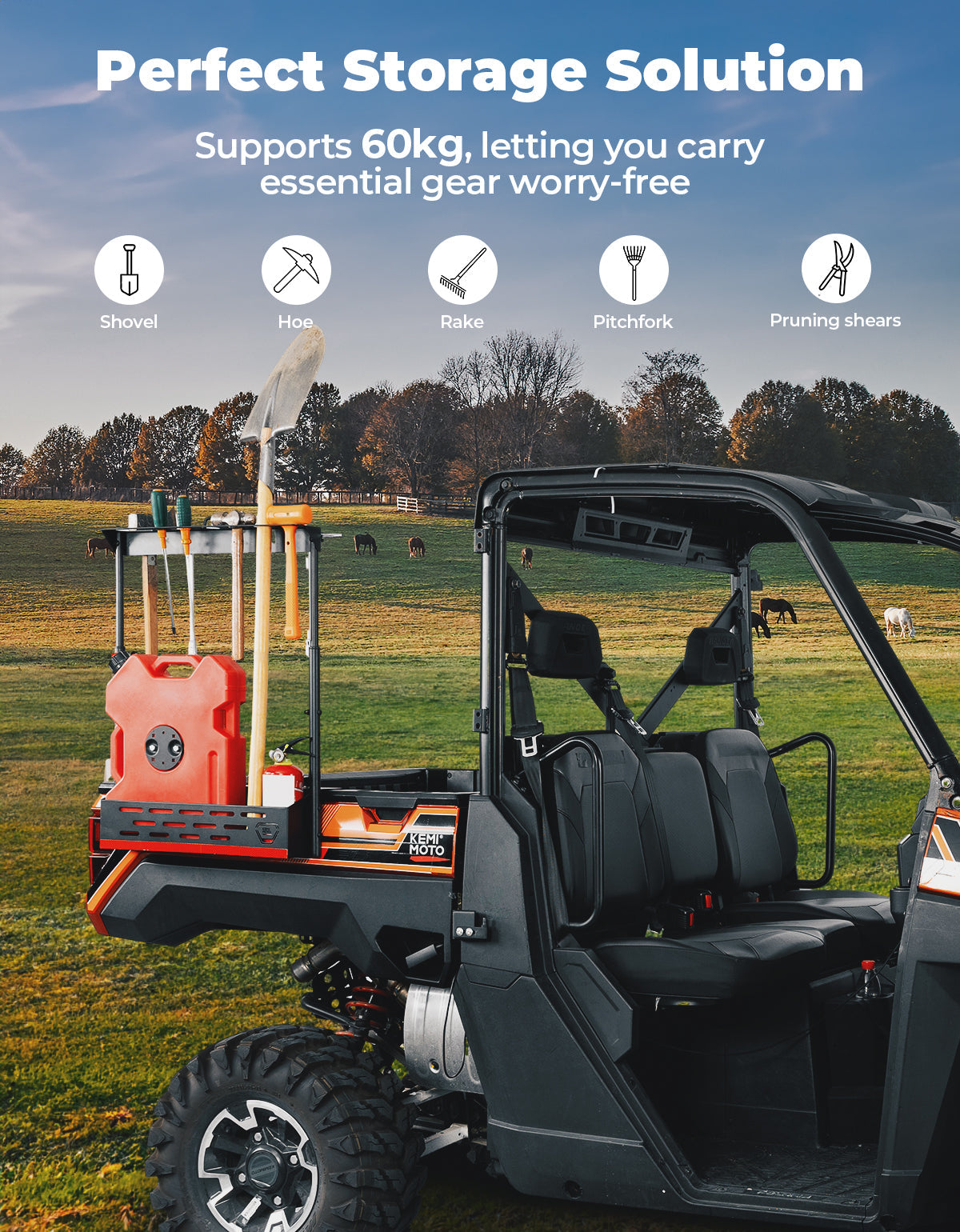 Kemimoto UTV Tool Rack for Polaris Ranger 1000/XP 1000/900 2013-2025