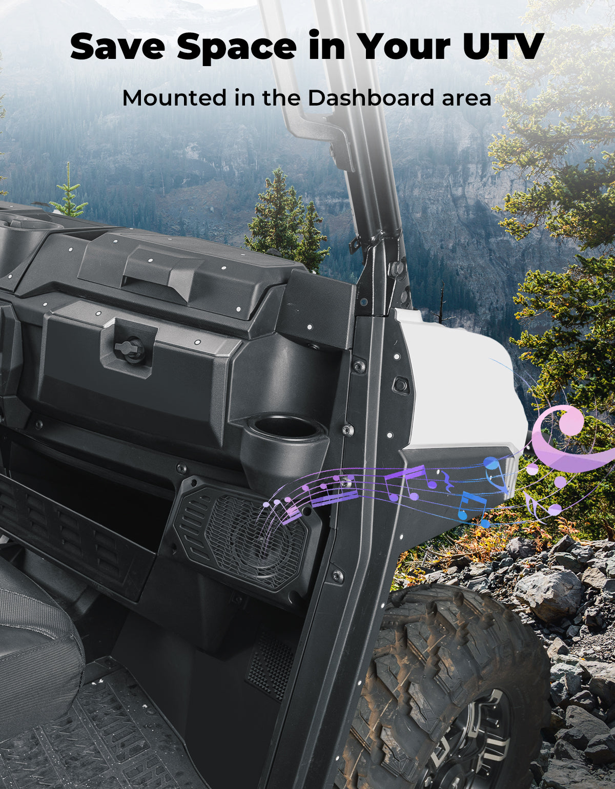 Kemimoto Under Dash Speaker Pods for Polaris Ranger XP 1000