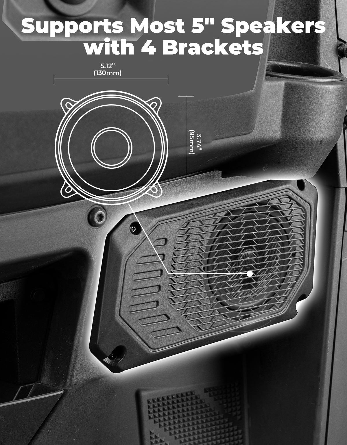 Kemimoto Under Dash Speaker Pods for Polaris Ranger XP 1000