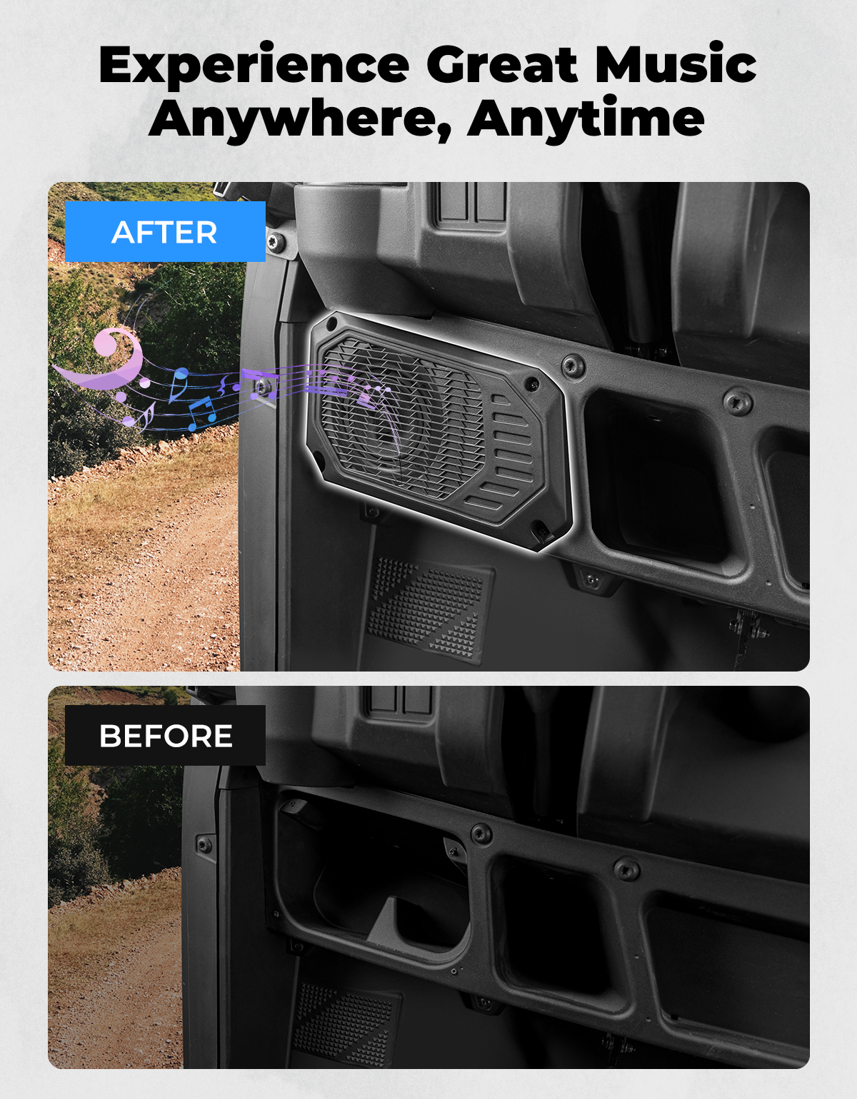 Kemimoto Under-Dash Speaker Pods for Polaris Ranger XP 1000 2018-2025