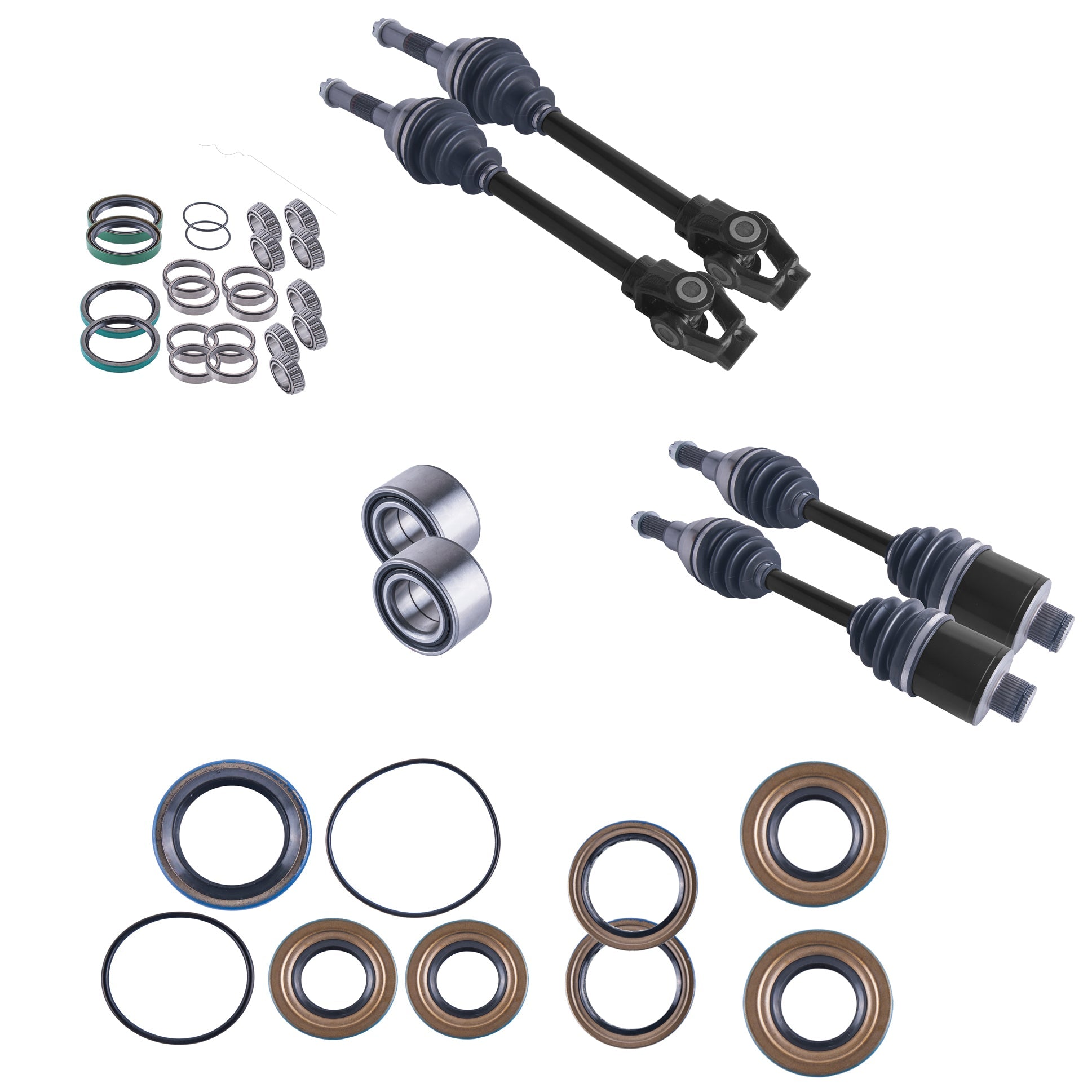 Polaris Sportsman 335 400 500 Worker Front & Rear CV Axles Wheel Bearings Differential Seals Bundle