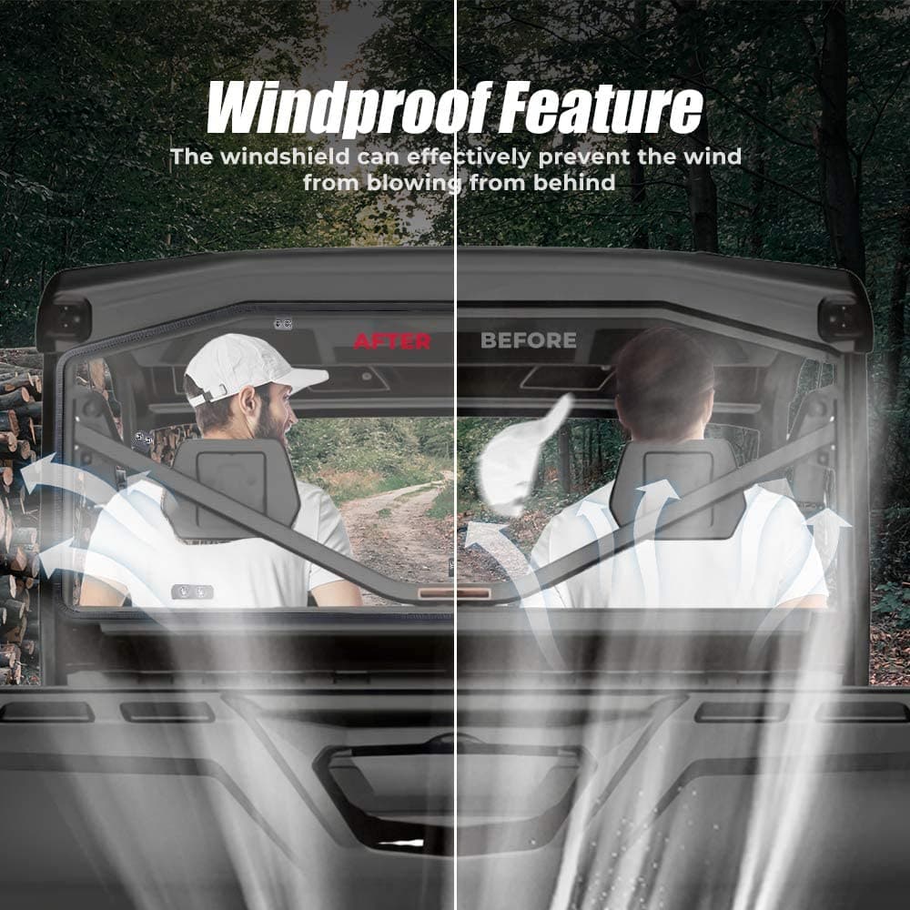 Kemimoto Polycarbonate Rear Windshield for Can‑Am Defender HD5/8/10 Max