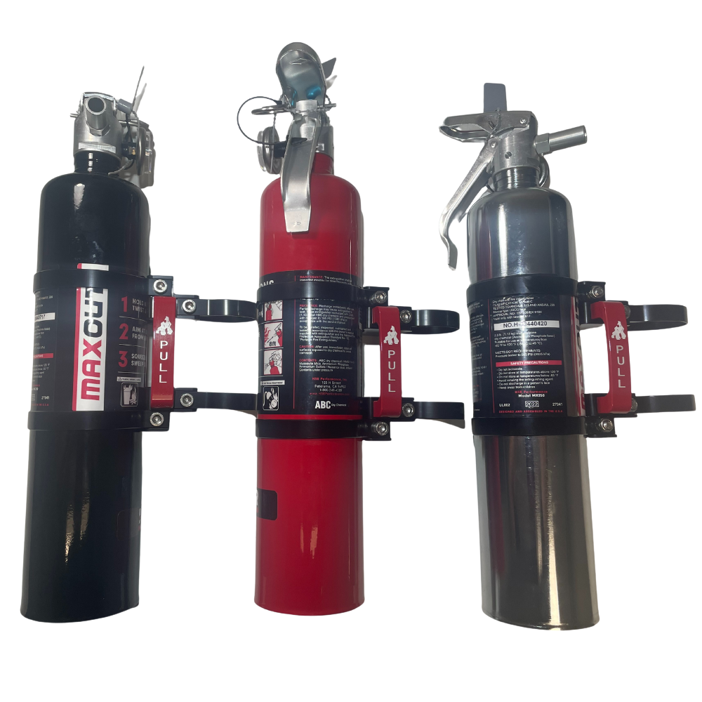 3" Fire Extinguisher Mount W/ Red H3R MaxOut 2.5LB Fire Extinguisher