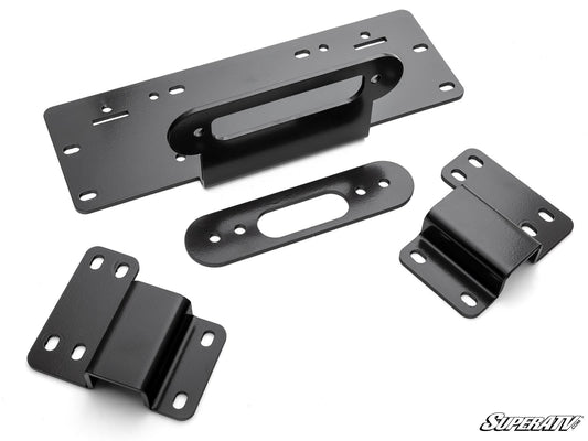 SuperATV Honda Pioneer 500 Winch Mounting Plate Heavy‑Duty Steel