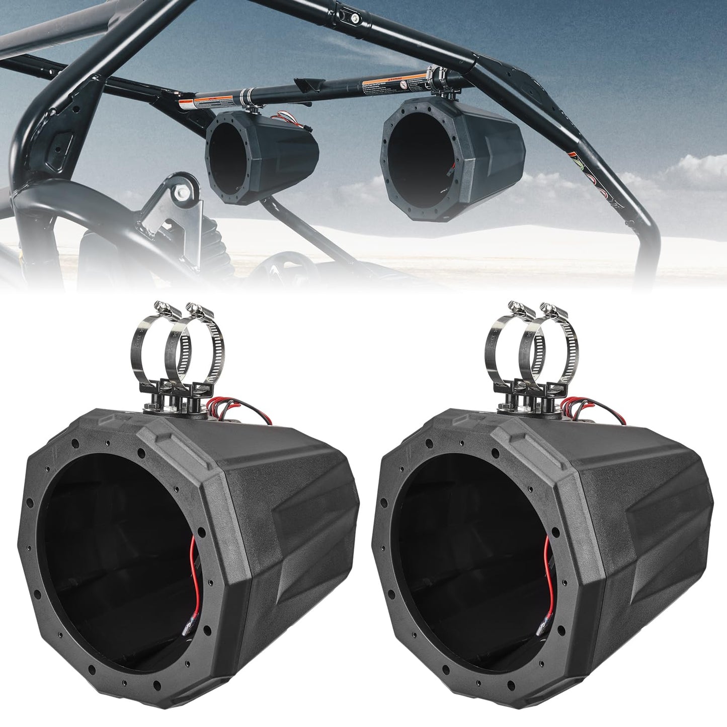 8-Inch Speaker Pod Enclosure for All 1.5" to 2" Roll Bar